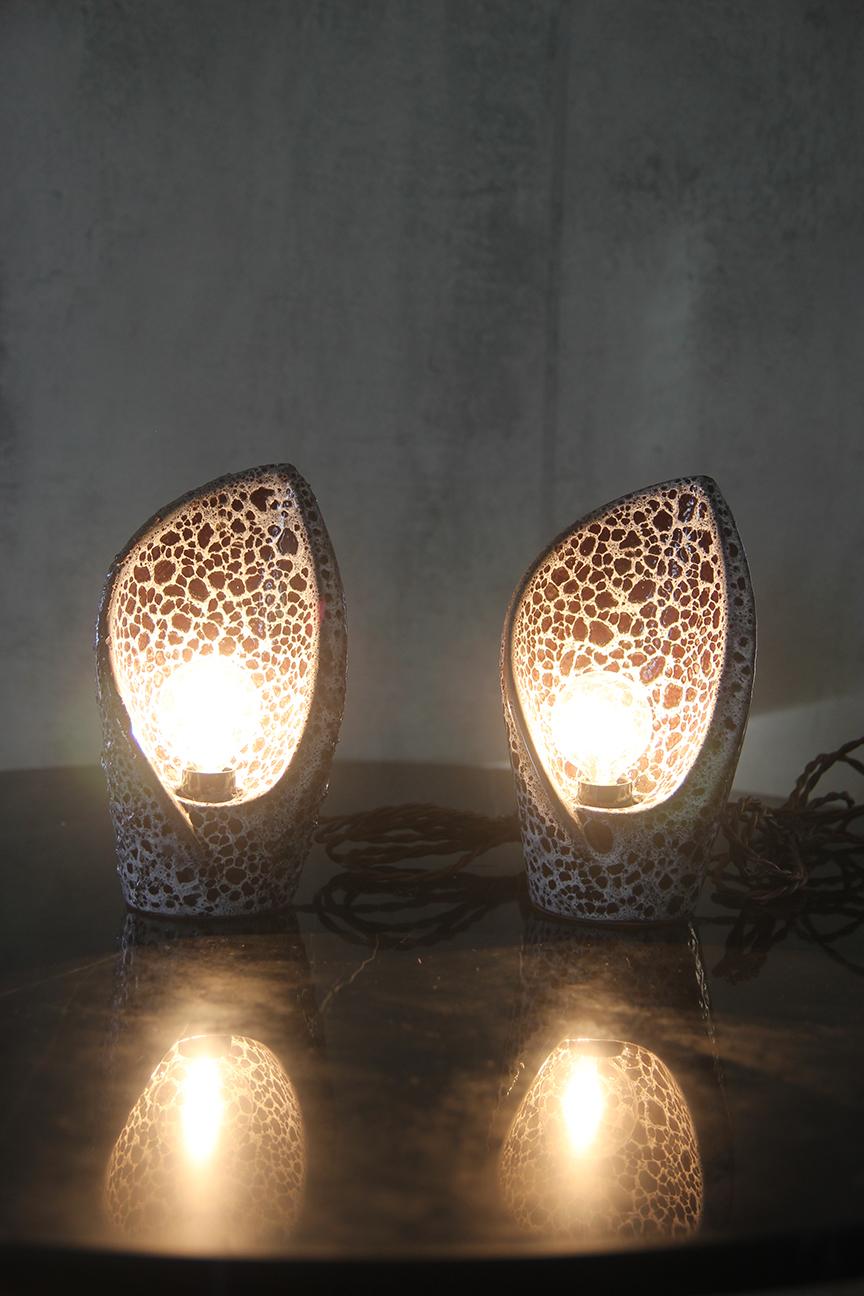 Paire de lampes de table en céramique par Le Vaucour Vallauris 1950 en vente 1