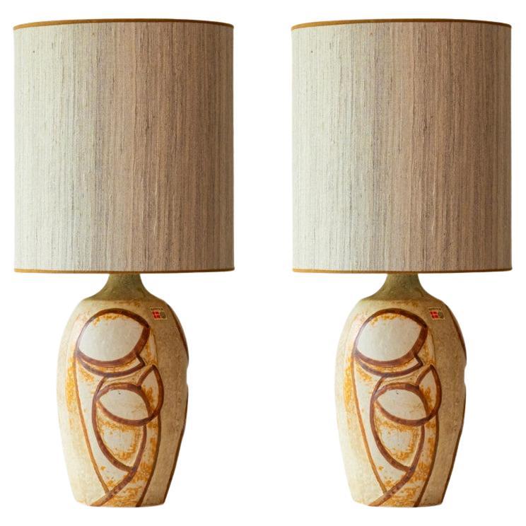 Pair of Ceramic Table Lamps by Noomi Backhausen for Soholm, Denmark 1960