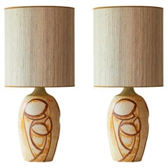Pair of Ceramic Table Lamps by Noomi Backhausen for Soholm, Denmark 1960