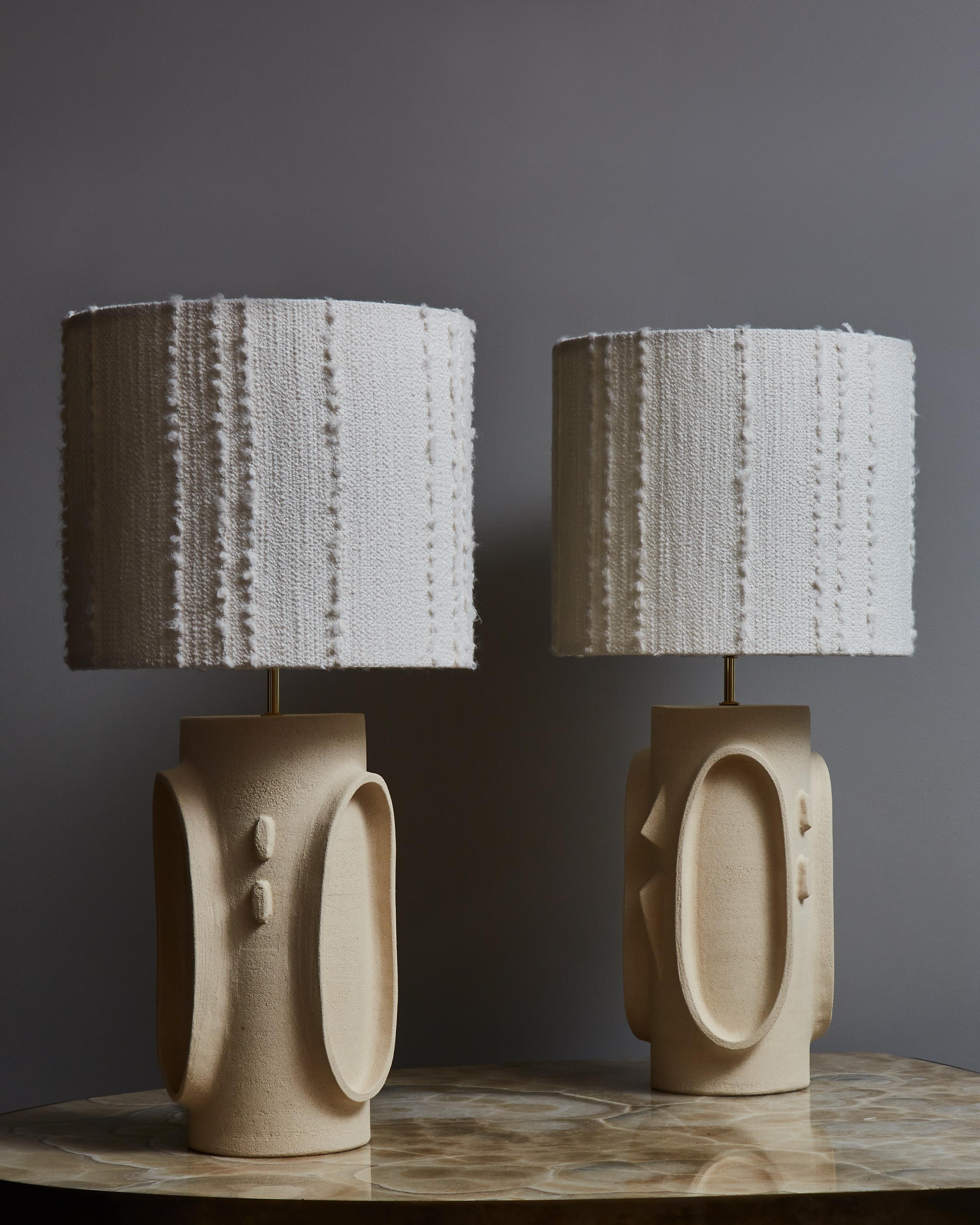 Modern Pair of Ceramic Table Lamps by Olivia Cognet For Sale