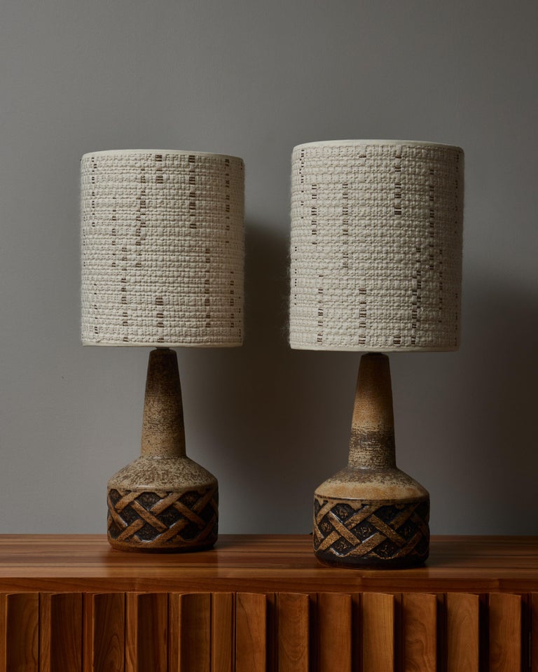 Scandinavian Modern Pair of Ceramic Table Lamps by Søholm Stentøj For Sale