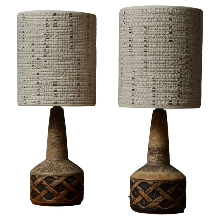 Pair of Ceramic Table Lamps by Søholm Stentøj For Sale