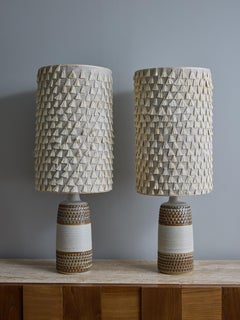 Pair of Ceramic Table Lamps by Søholm Stentøj with Modern Shades