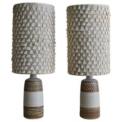 Paire de lampes de table en céramique de Søholm Stentøj avec abat-jour Modernity