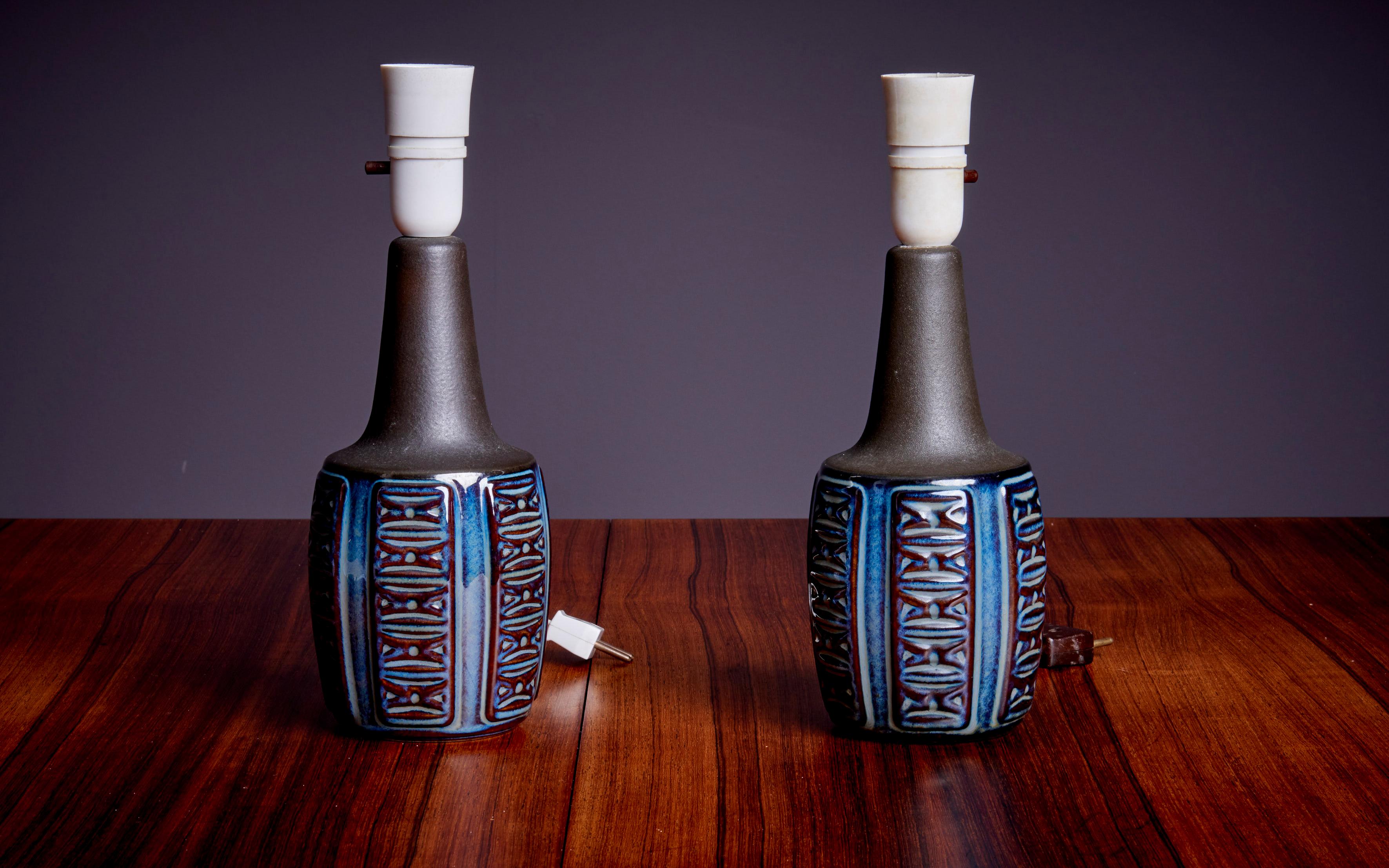 Danish Pair of Ceramic Table Lamps by Soholm, Denmark, 1960s For Sale