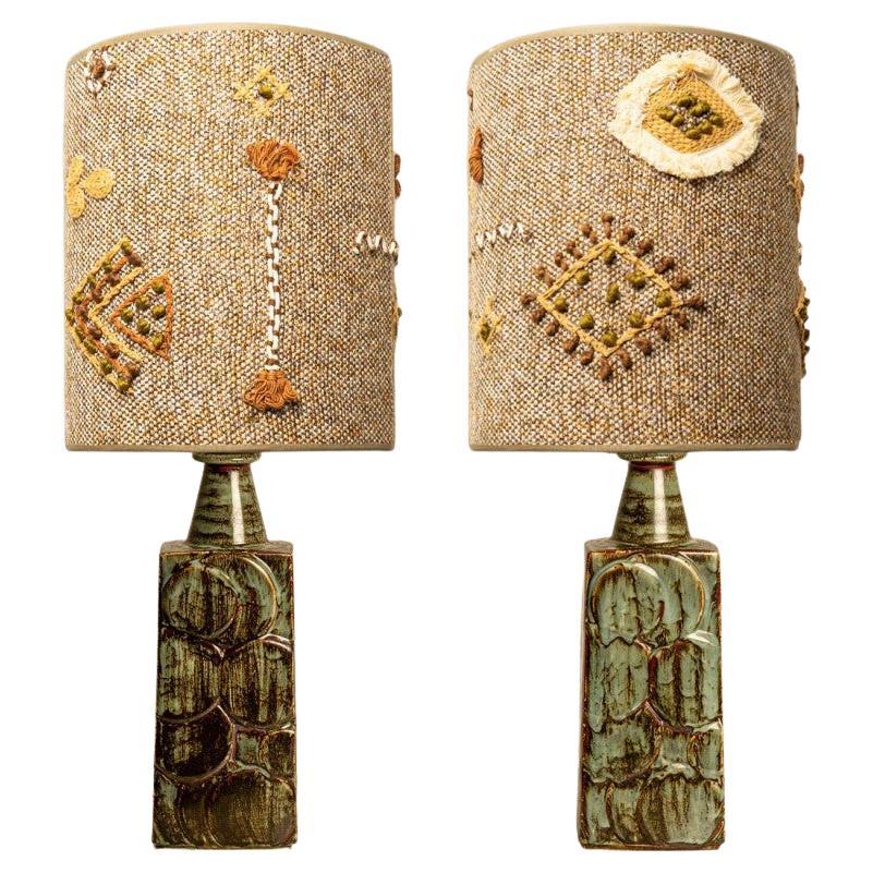 Pair of Ceramic Table Lamps by Soholm, Denmark 1960s For Sale