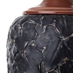Ceramic Table Lamp, Aged Black Ivy Leaf Finish