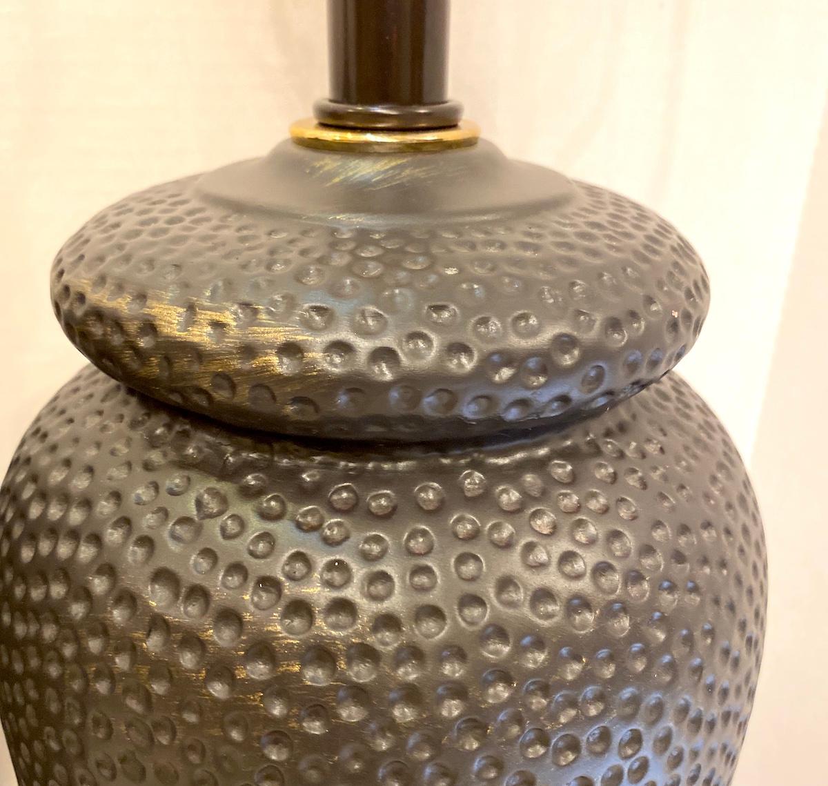 Hammered Pair of Ceramic Table Lamps For Sale