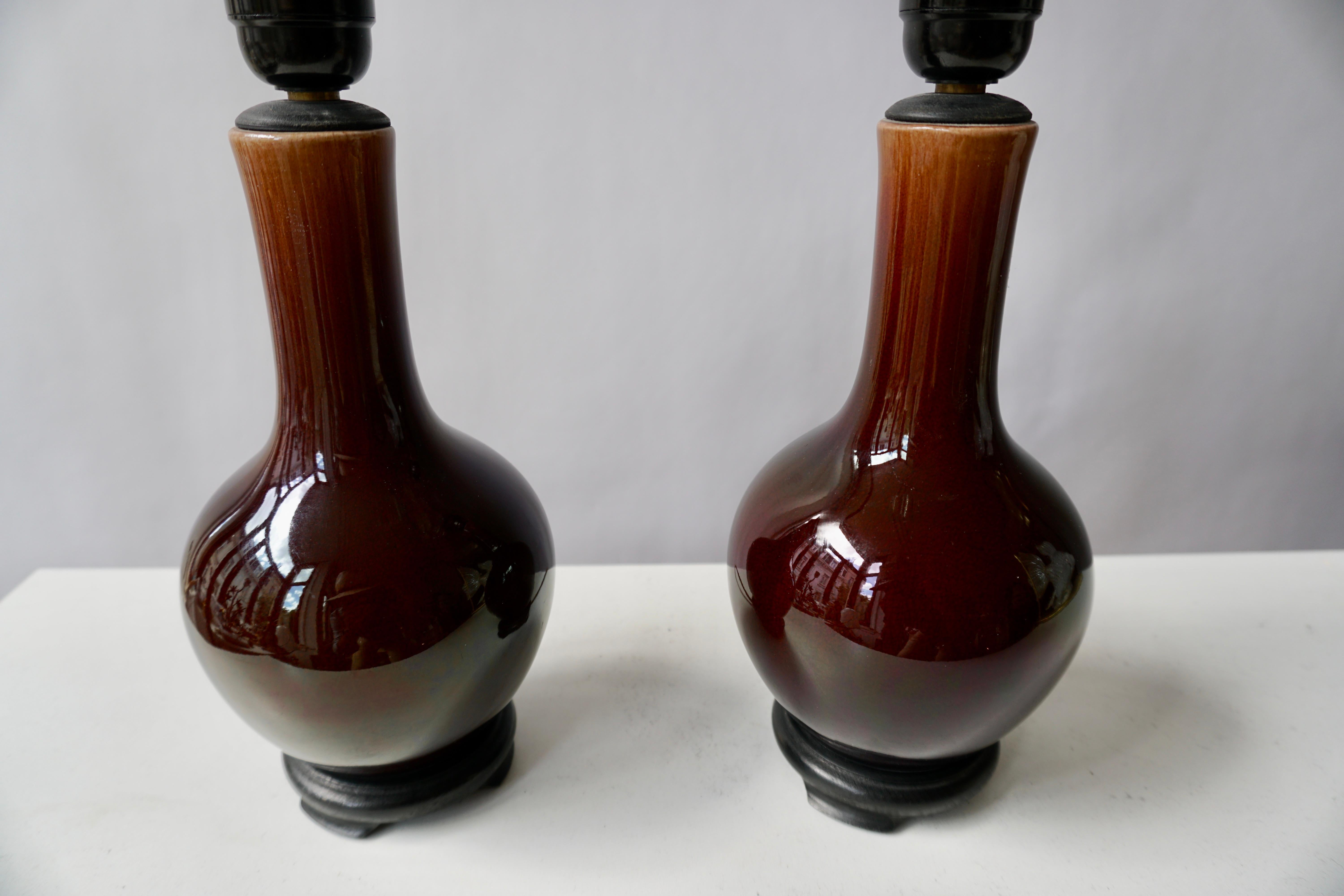 Belgian Pair of Ceramic Table Lamps