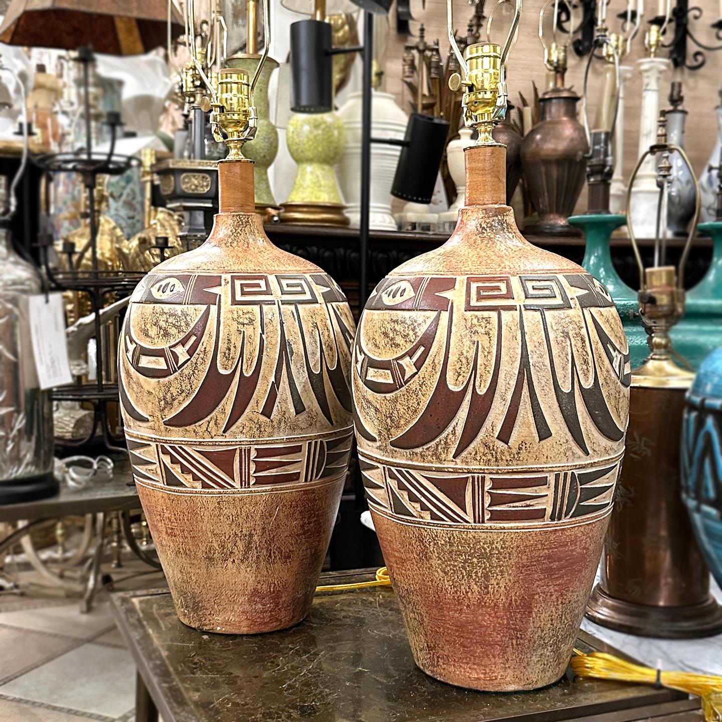 Mid-20th Century Pair of Ceramic Table Lamps For Sale