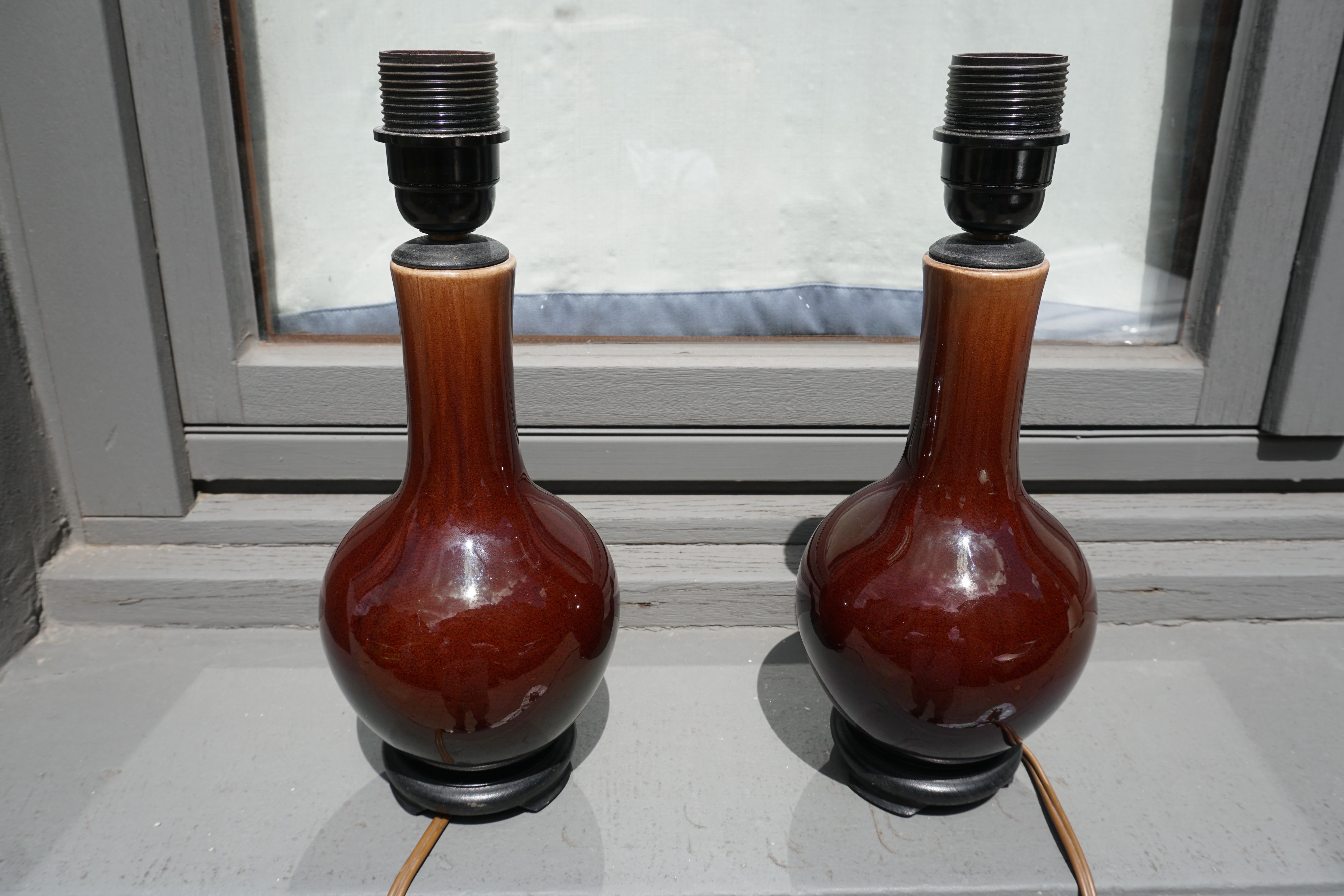 Pair of Ceramic Table Lamps In Good Condition In Antwerp, BE