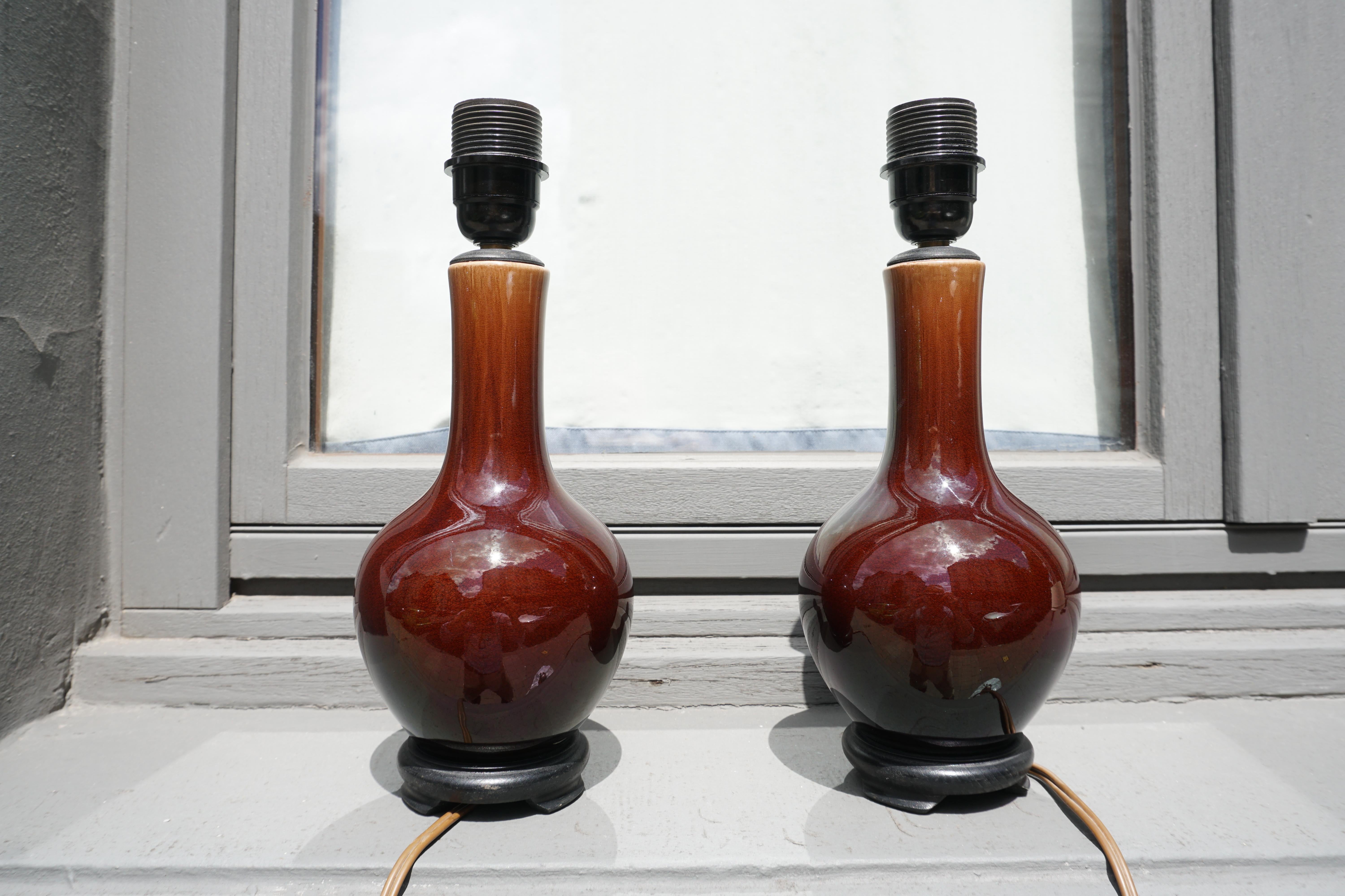20th Century Pair of Ceramic Table Lamps