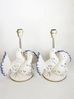 Paire de lampes de table en céramique, France, années 1970