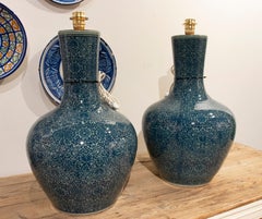 Paire de lampes de table en céramique provenant de deux vases orientaux