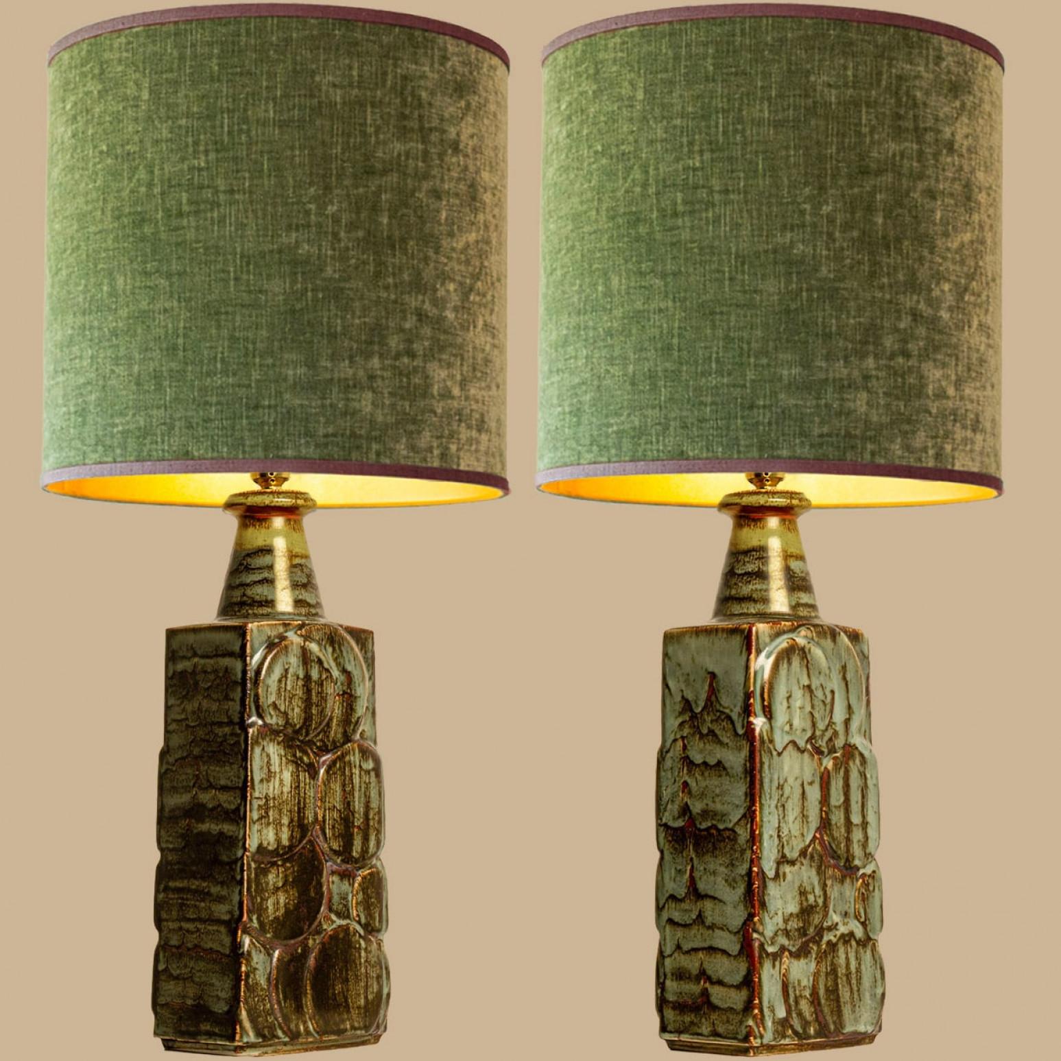 Paar keramische Tischlampen, Soholm, Dänemark 1960er Jahre (Brutalismus) im Angebot