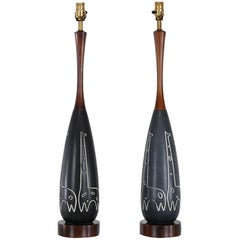 Pair of Ceramic Table Lamps with Giraffes by Raymor, 1960s