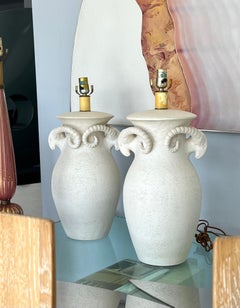 Pair of Ceramic Table Lamps with Ram Heads, 1970s