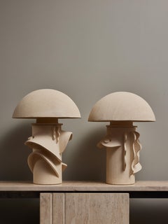Pair of Ceramic Table Lamps with Shades by Olivia Cognet
