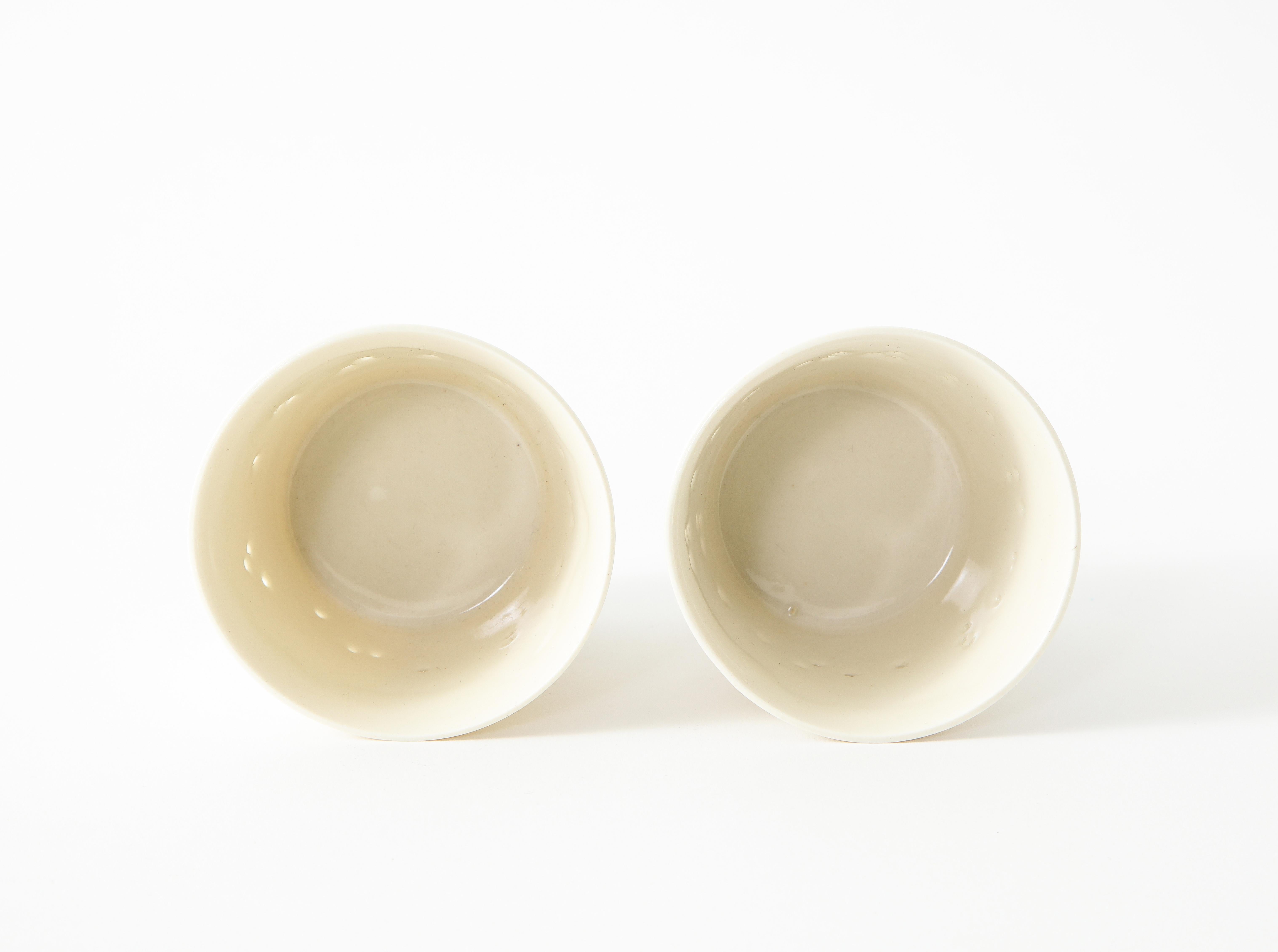 Pair of Ceramic Tea Candle Cups with Concrete Base For Sale 3