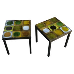 Pair of Ceramic Tiles Side Tables by Roger Capron, France ca. 1960s
