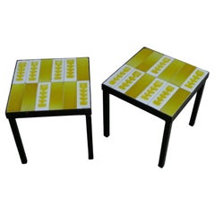 Pair of Ceramic Tiles Side Tables by Roger Capron, France, ca. 1960s