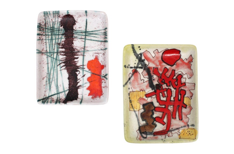 Mid-Century Modern Pair of Ceramic Trays by Guido Gambone For Sale