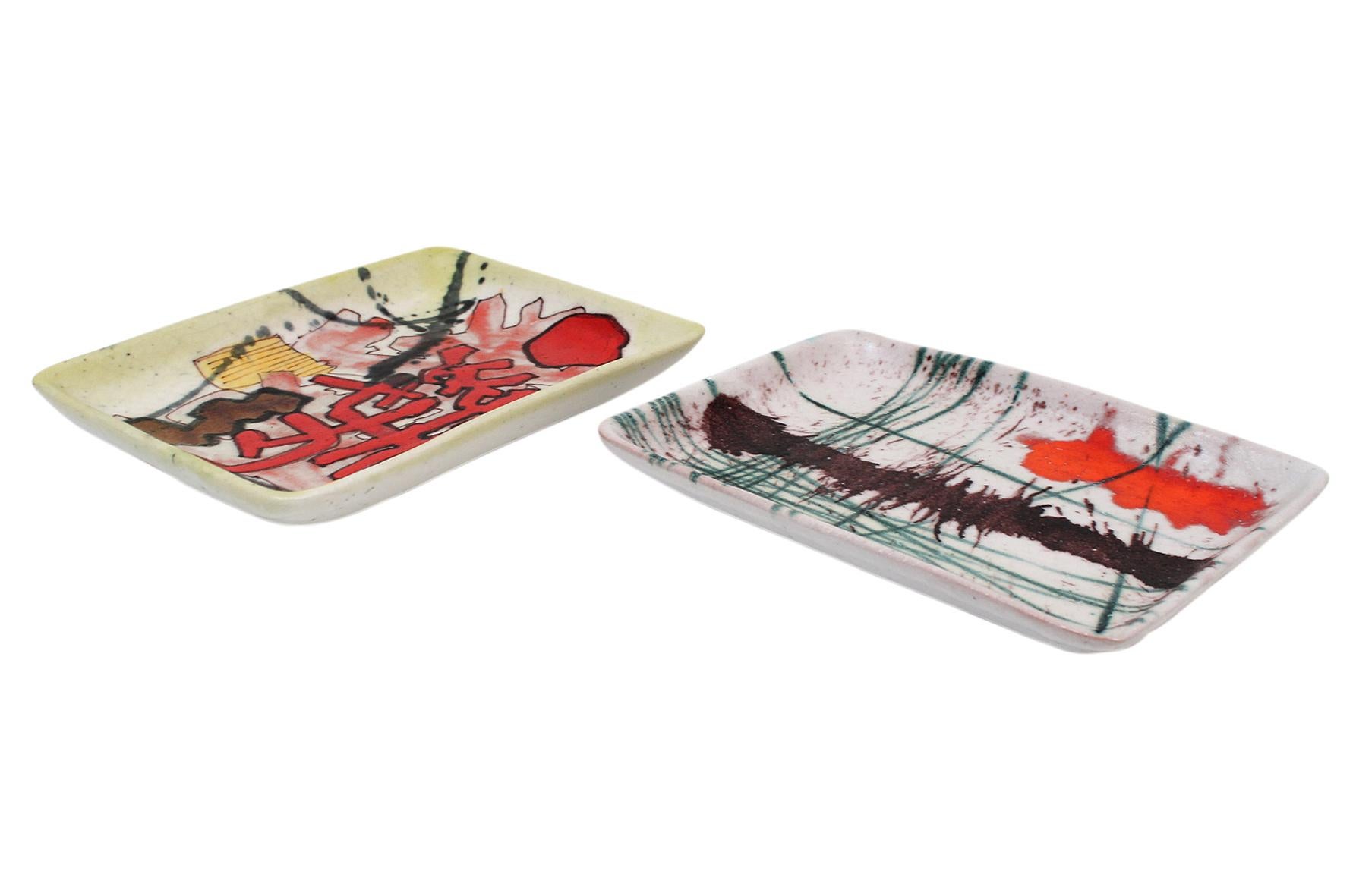 Italian Pair of Ceramic Trays by Guido Gambone