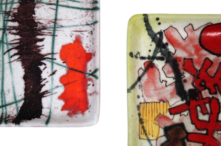 Pair of Ceramic Trays by Guido Gambone For Sale 1