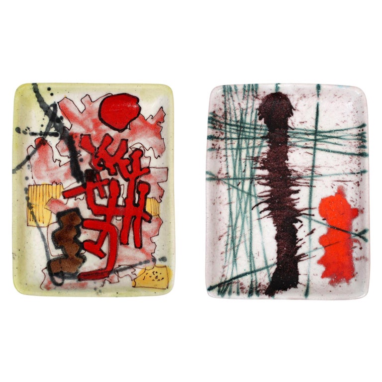Pair of Ceramic Trays by Guido Gambone For Sale