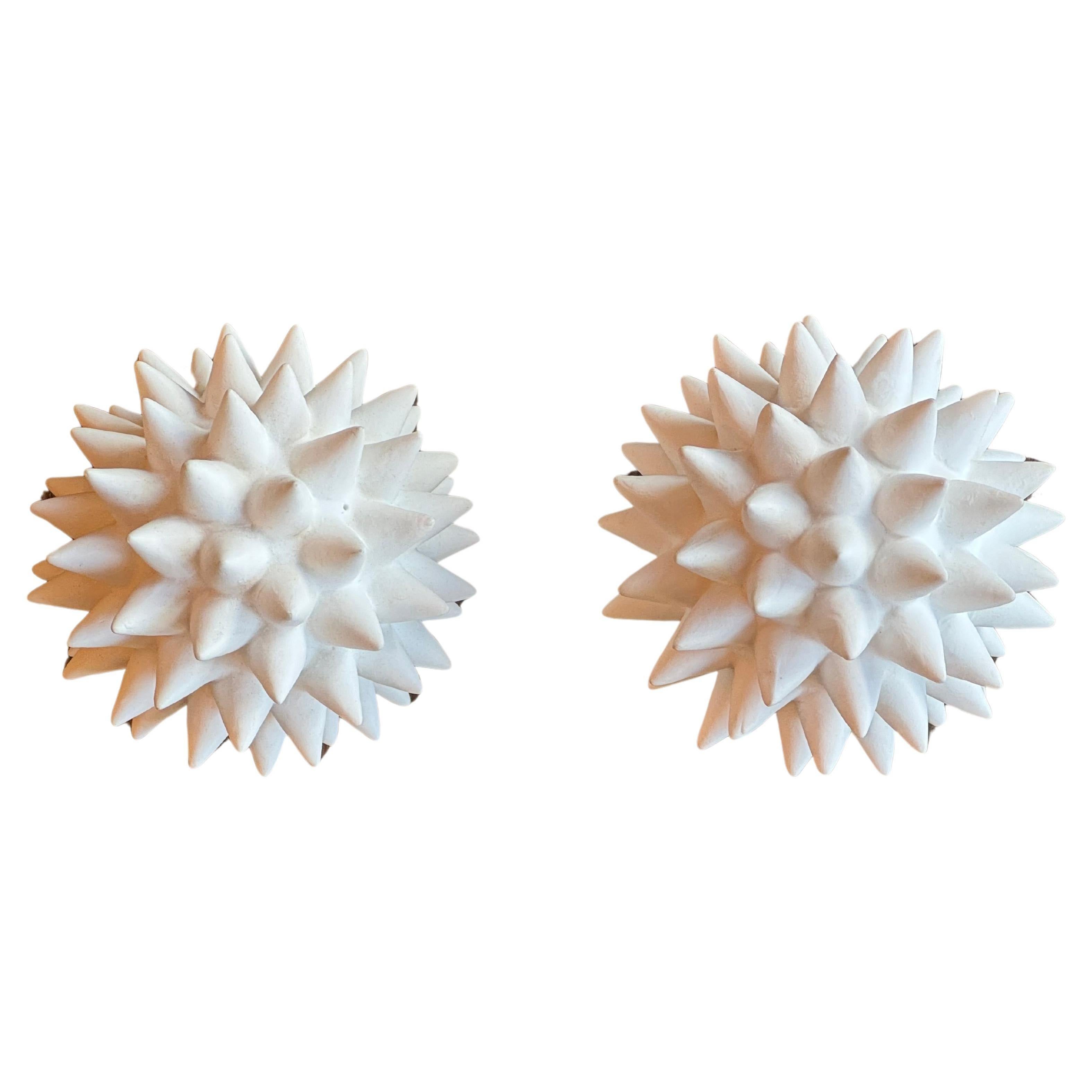 Ceramic Urchins sourced by Martyn Lawrence Bullard from Paris, France
Limited edition, one pair available
Solid ceramic, painted in a white matte finish



