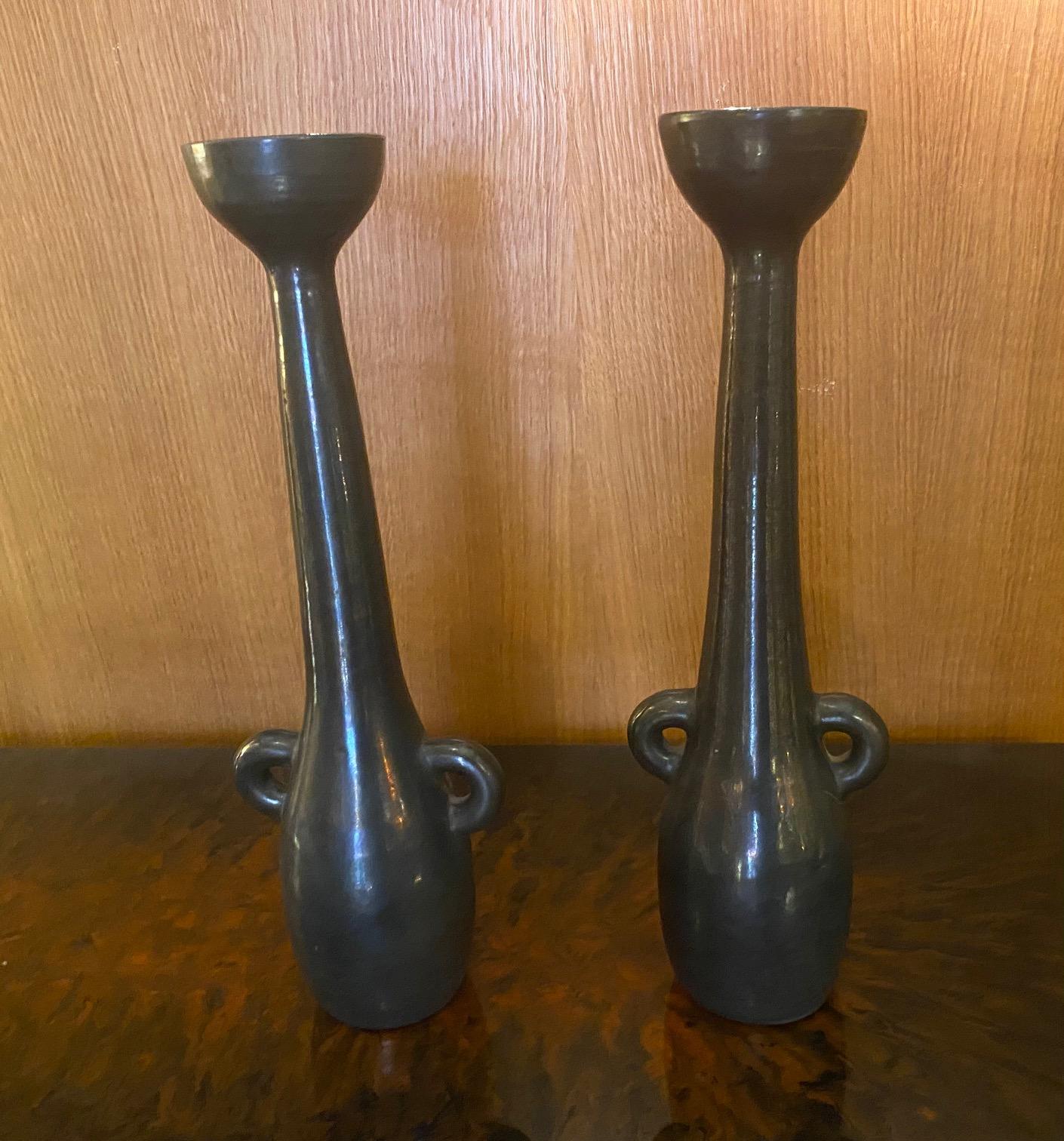 Pair of ceramic vases, Accolay, France, 1960s In Good Condition In Paris, FR