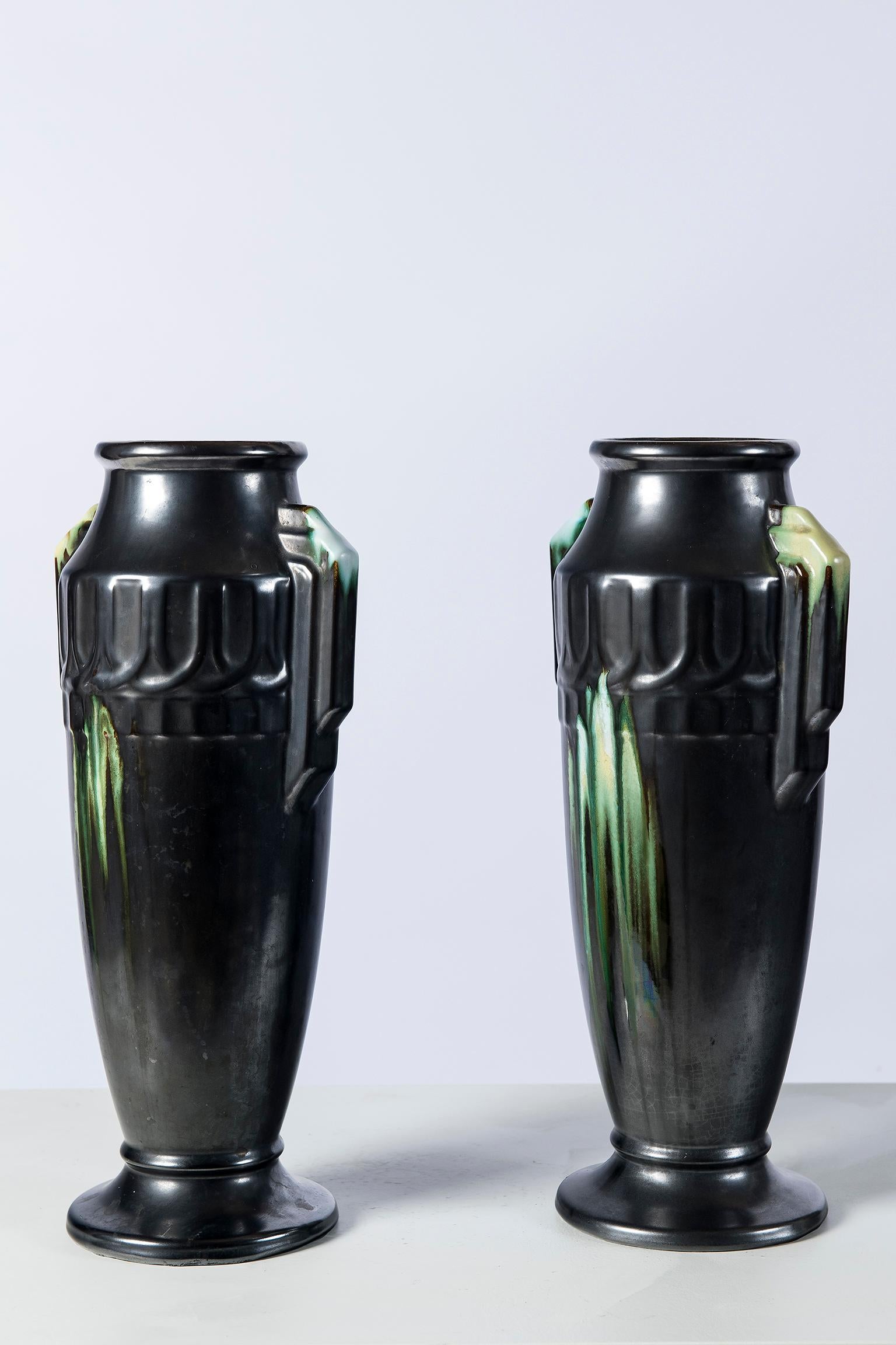 Pair of ceramic vases, Belgium, circa 1940.