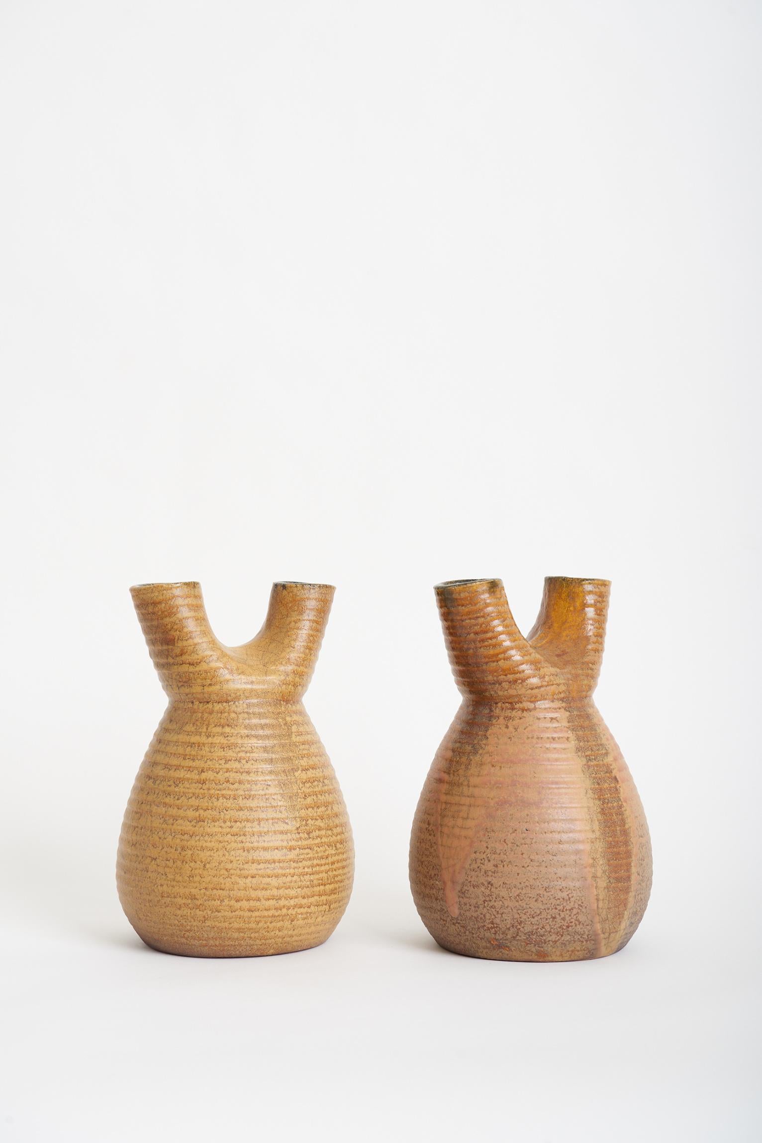 Mid-Century Modern Pair of Ceramic Vases by Accolay