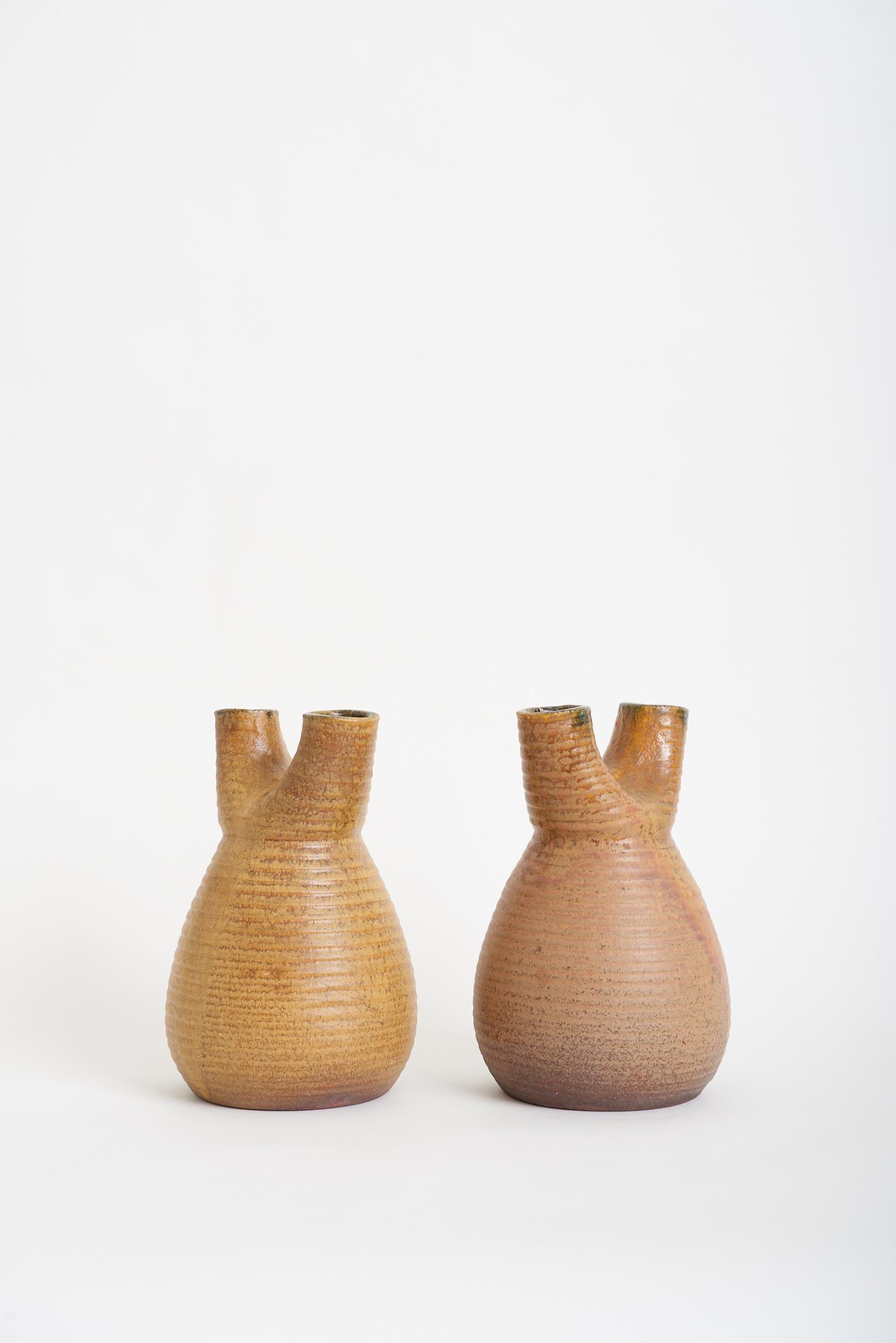 French Pair of Ceramic Vases by Accolay