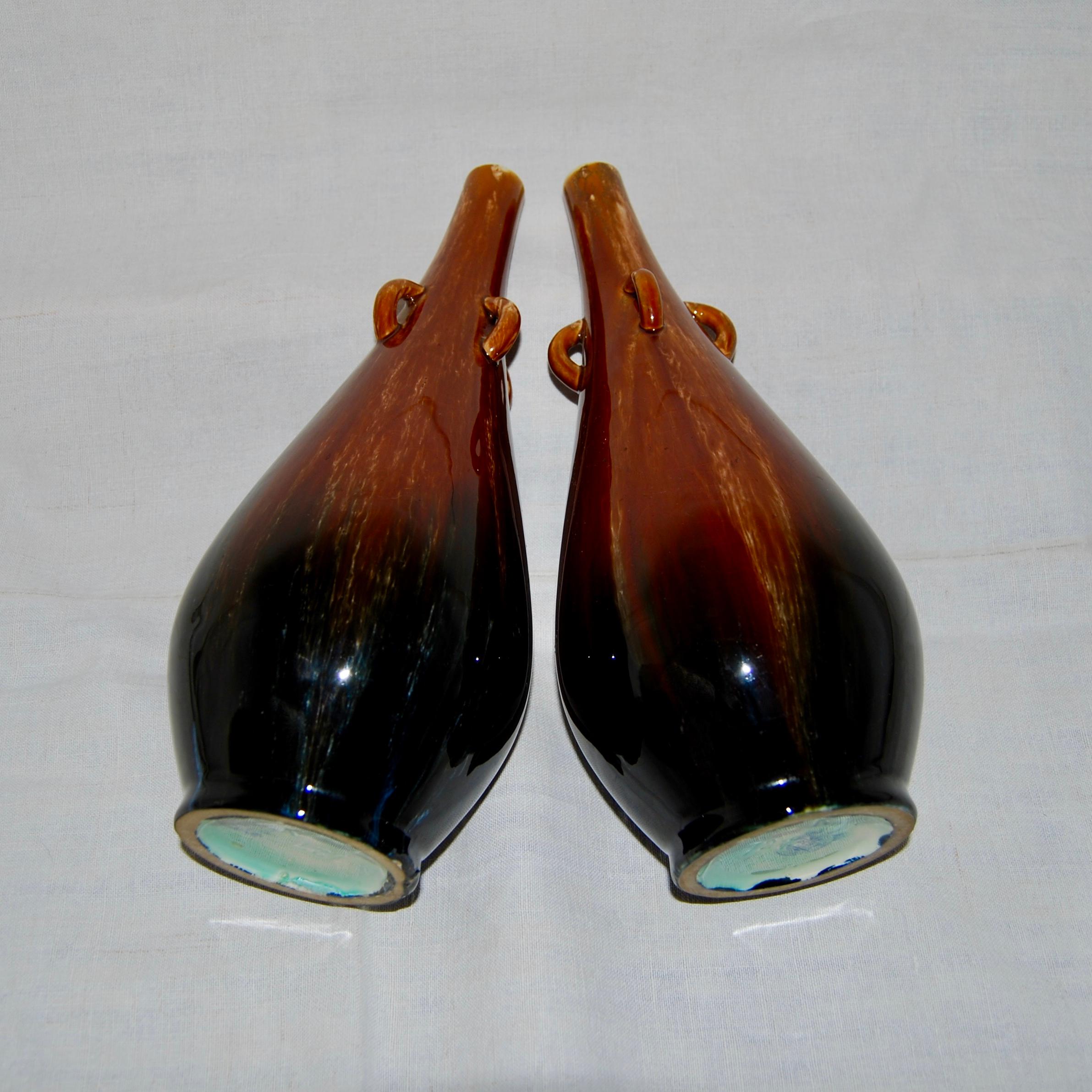 Hand-Crafted Pair of Ceramic Vases by Boch Frères La Louvière, Belgium, 1930