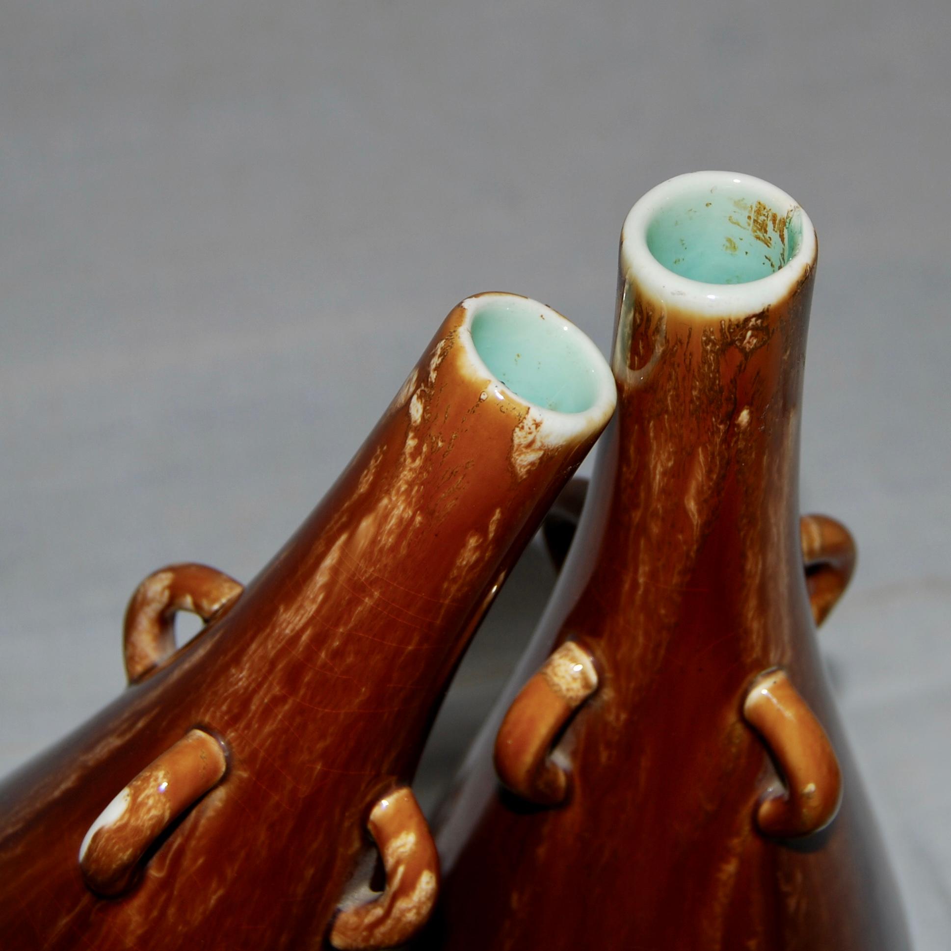 Mid-20th Century Pair of Ceramic Vases by Boch Frères La Louvière, Belgium, 1930