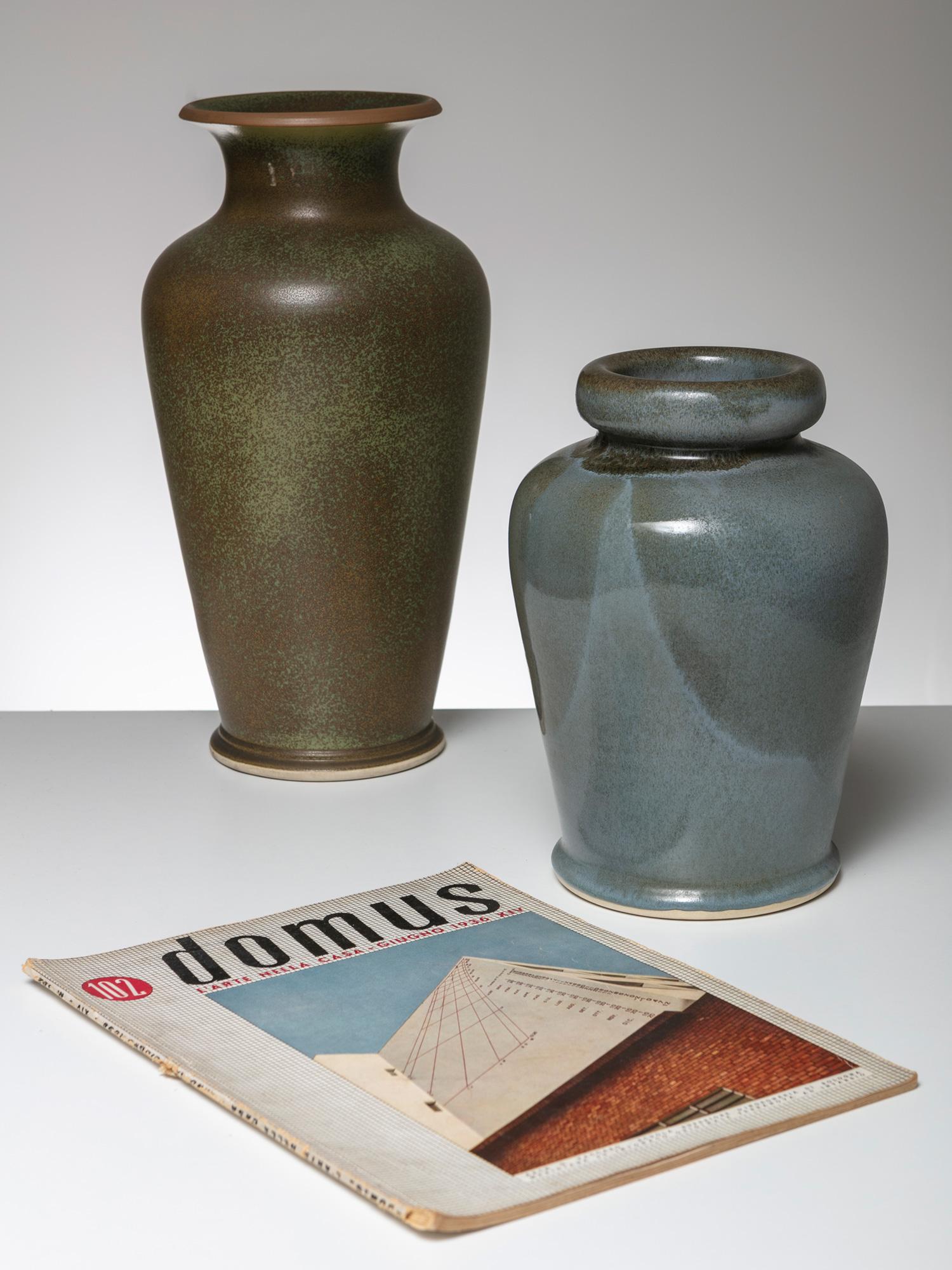 Italian Pair of Ceramic Vases by Franco Bucci for Laboratorio Pesaro