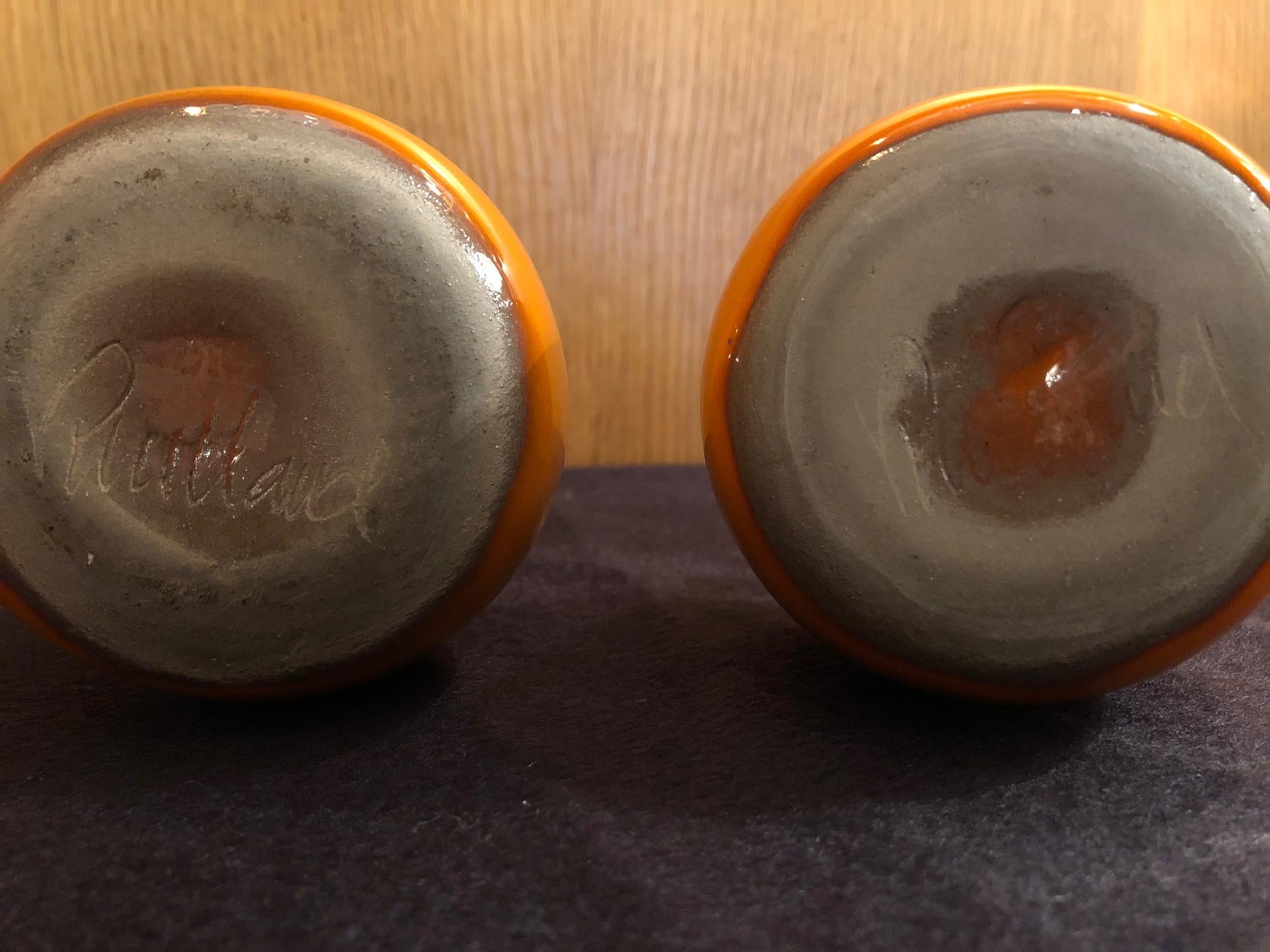Glazed Pair of ceramic vases by Jacques and Dani Ruelland