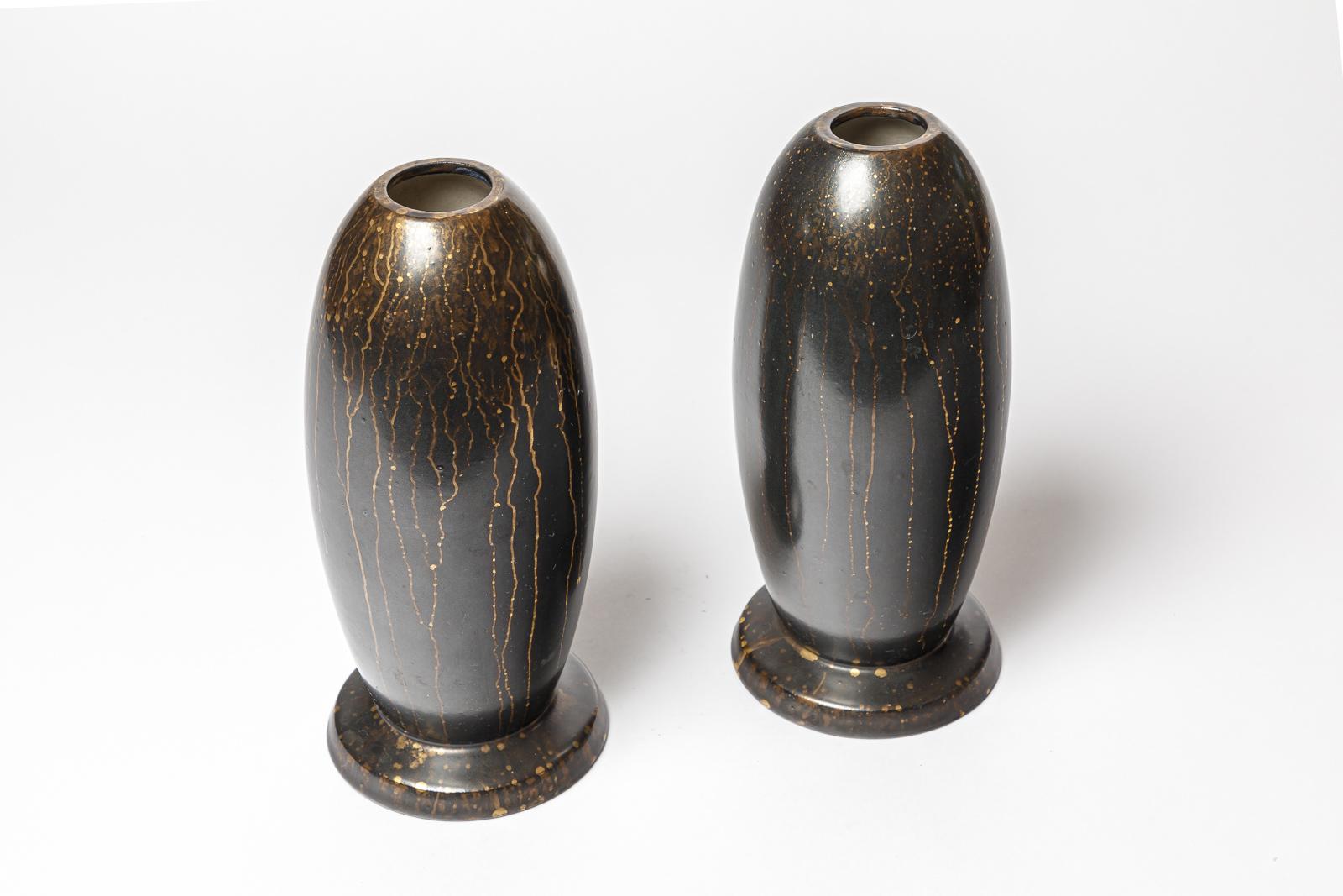 Paar Keramikvasen von Lucien Brisdoux, ca. 1960-1970 im Zustand „Hervorragend“ im Angebot in Saint-Ouen, FR