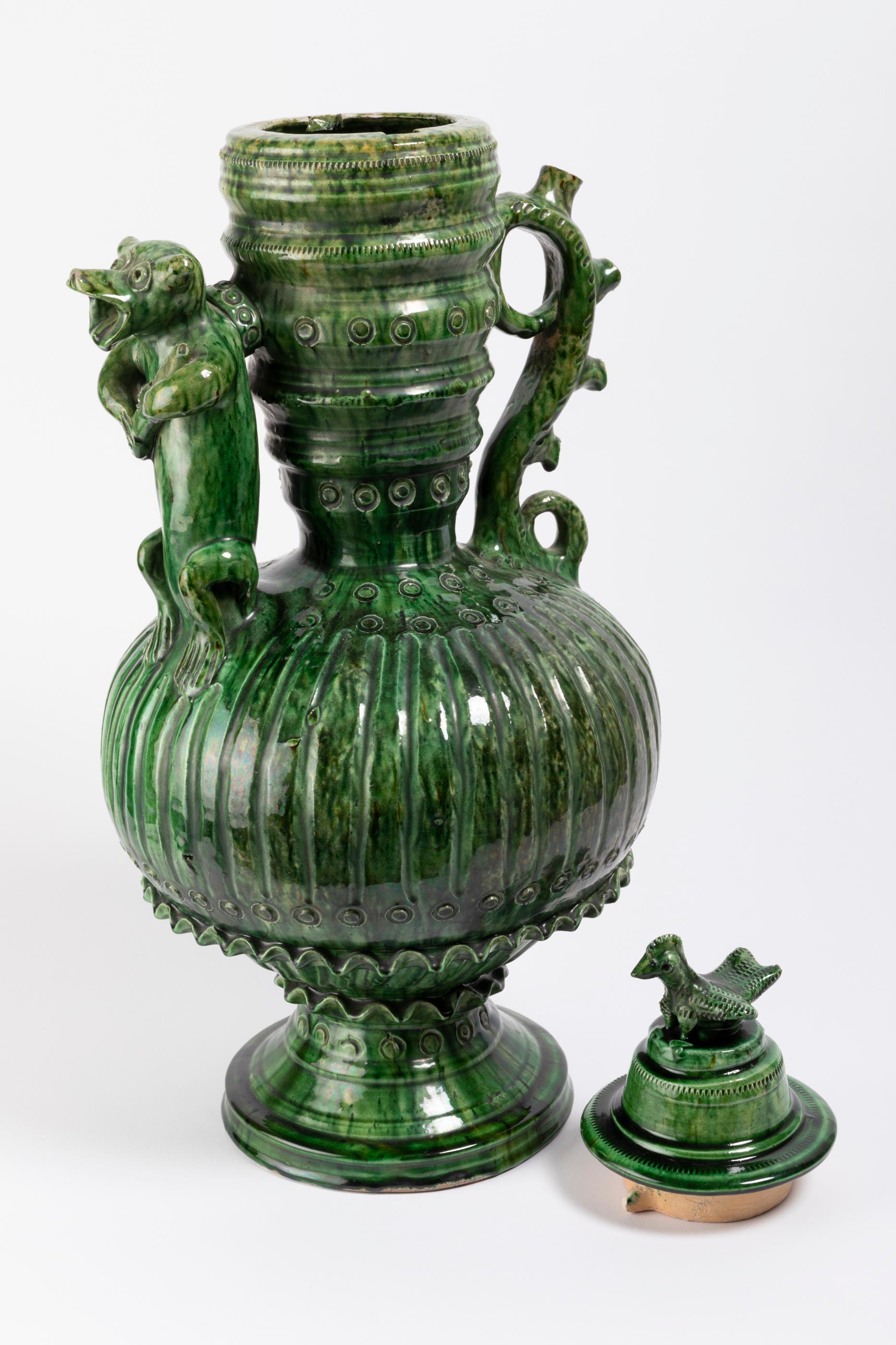 French Pair of Ceramic Vases in the style of Saintonge or Pré d'Auge