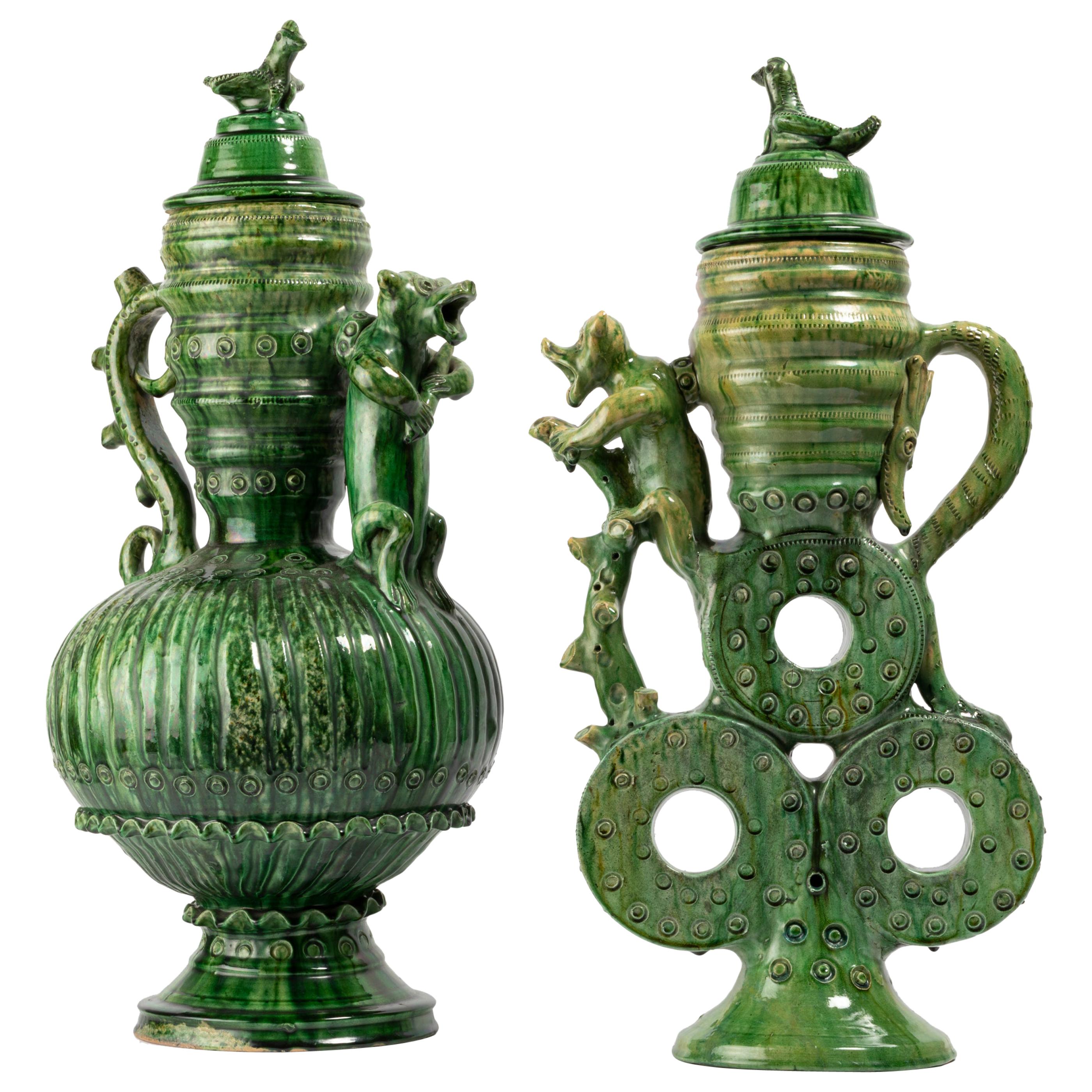 Pair of Ceramic Vases in the style of Saintonge or Pré d'Auge