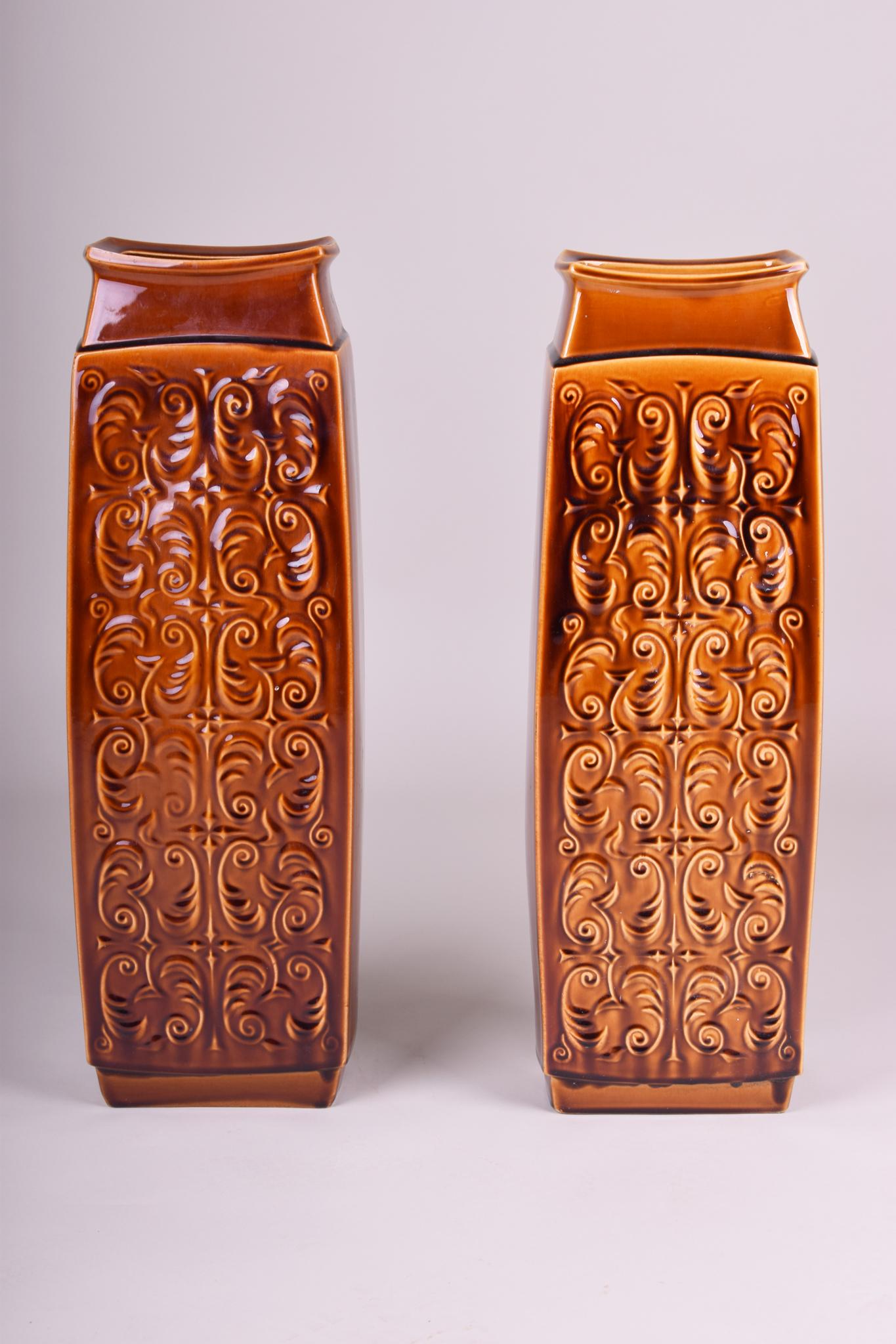 20th Century Pair of Ceramic Vases Made in Czechia, Original Condition, Mid Century For Sale