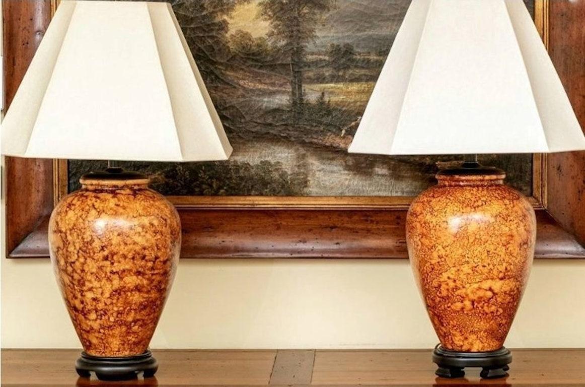 Pair of Ceramic Vases Mounted as Lamps 6