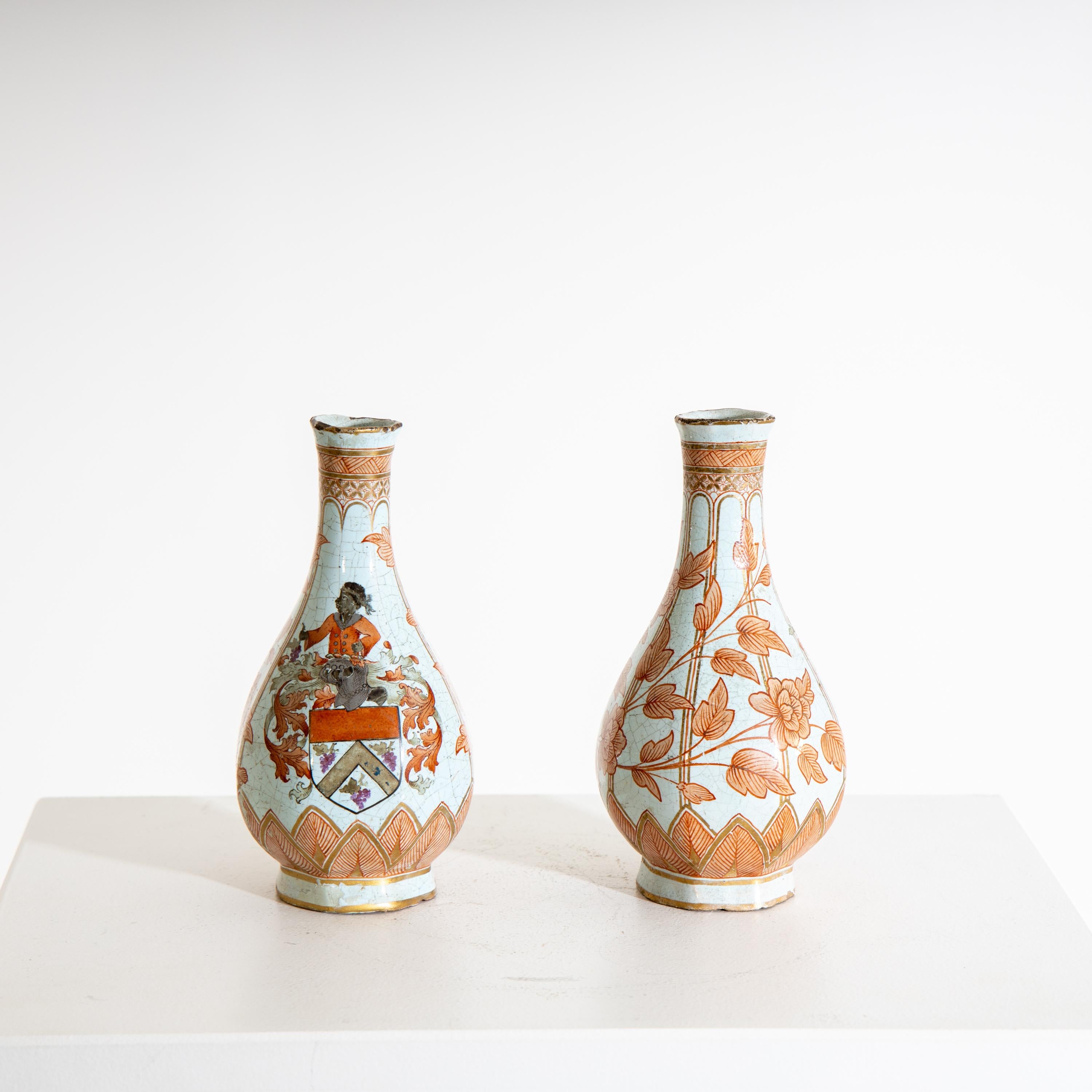 Pair of Ceramic Vases, Probably Holland, 18th-19th Century In Fair Condition In Greding, DE