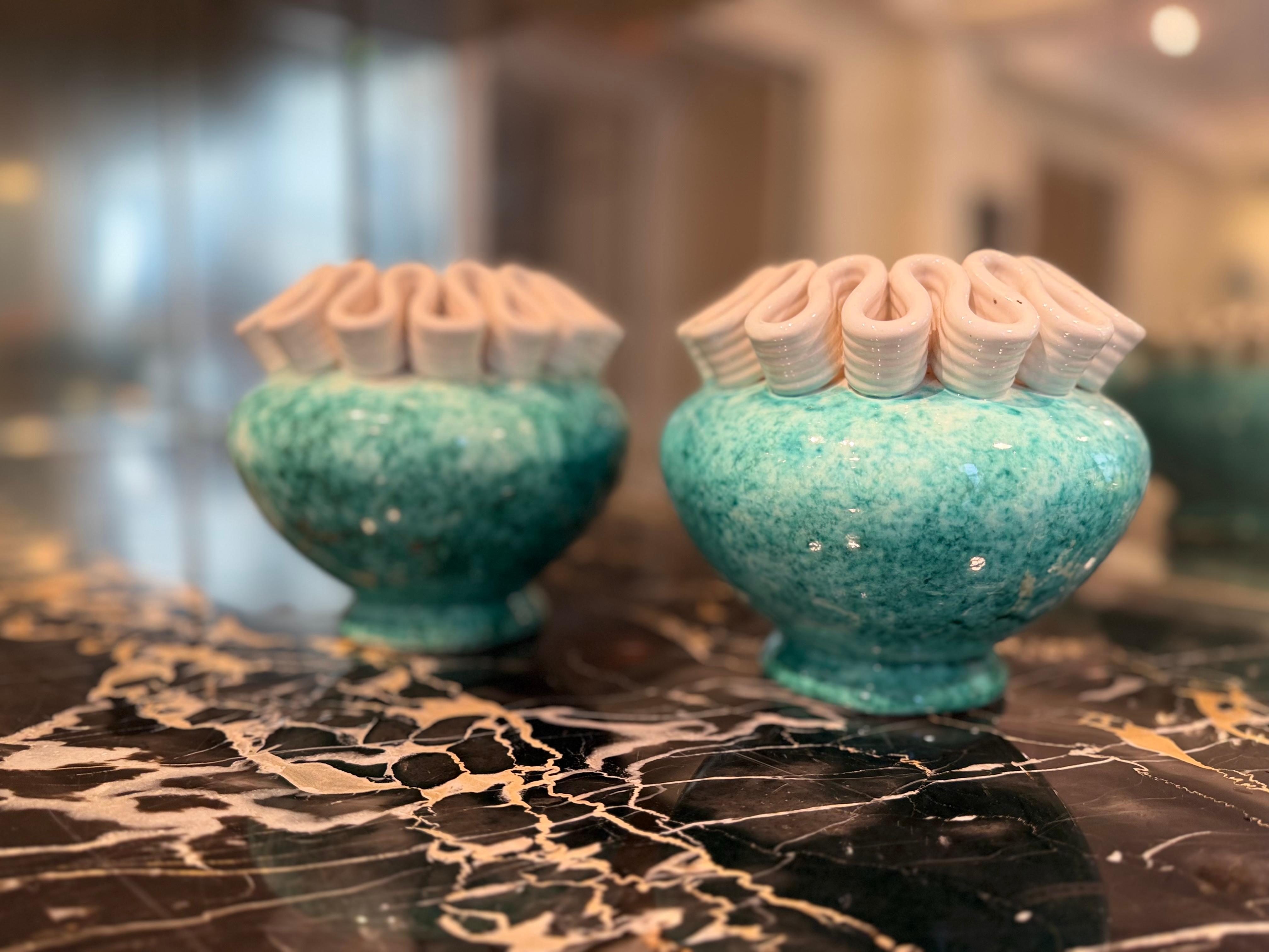 Mid-Century Modern Pair of ceramic vases, Sainte Radegonde, circa 1940 For Sale