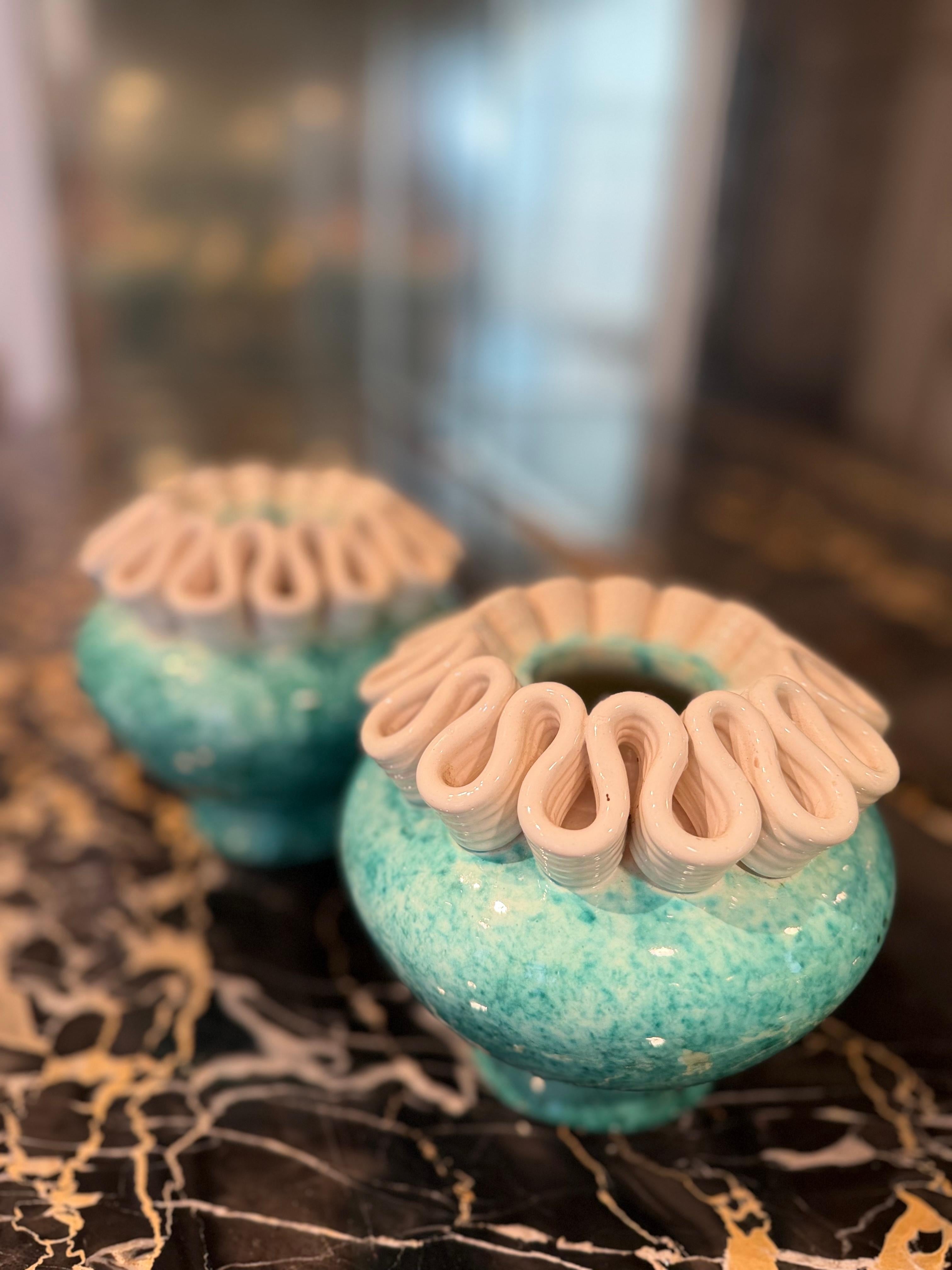 Pair of ceramic vases, Sainte Radegonde, circa 1940 In Good Condition For Sale In New York, NY