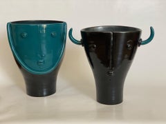 Pair of Ceramic Vases Sculptures One of a kind Signed by French Ceramist Dalo