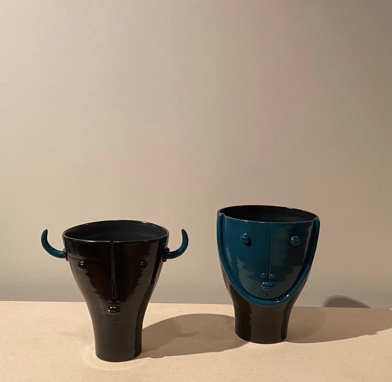 Pair of Ceramic Vases Sculptures One of a kind Signed by French Ceramist Dalo For Sale 4