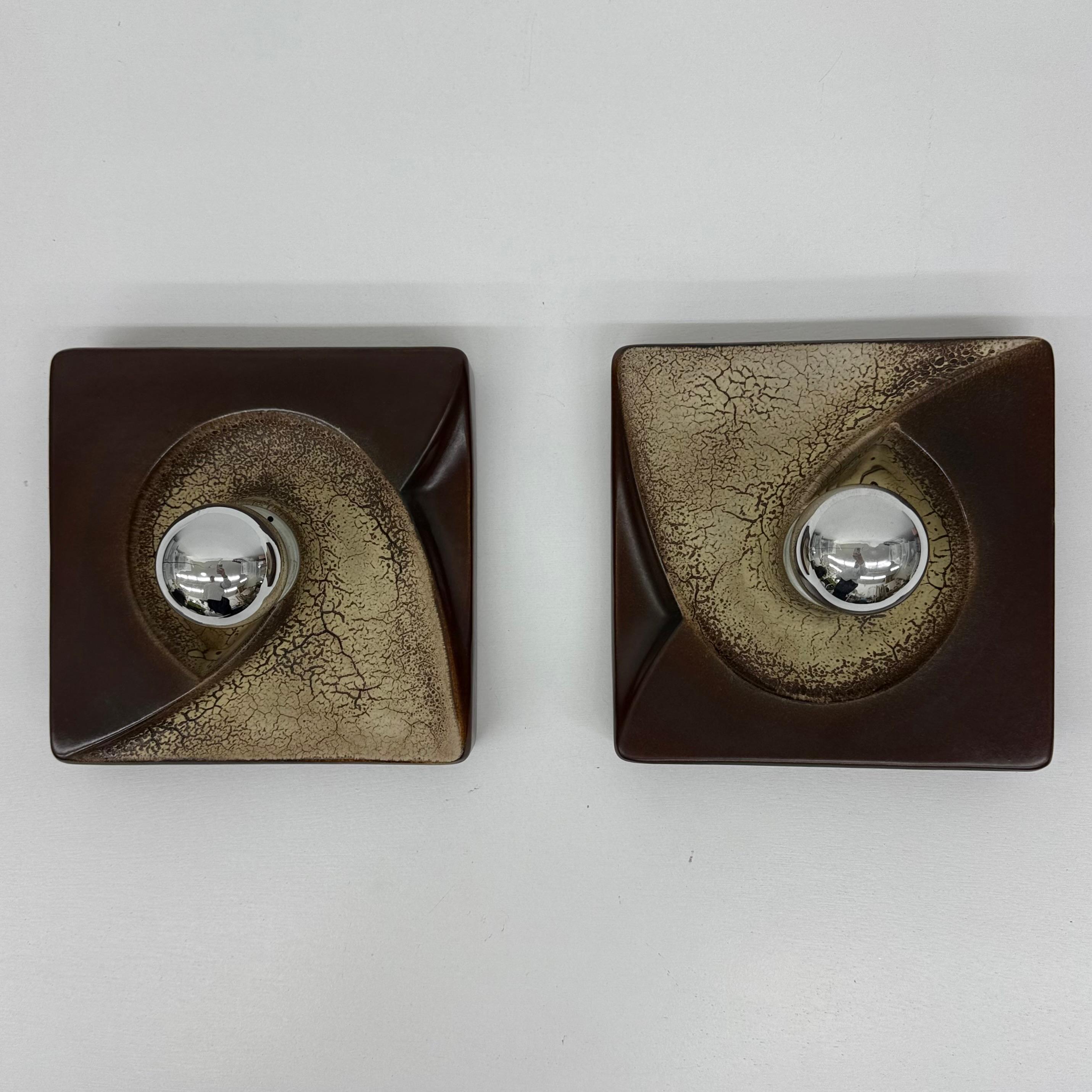 Pair of ceramic wall lamps sconce by PAN ceramic , 1970s For Sale 3