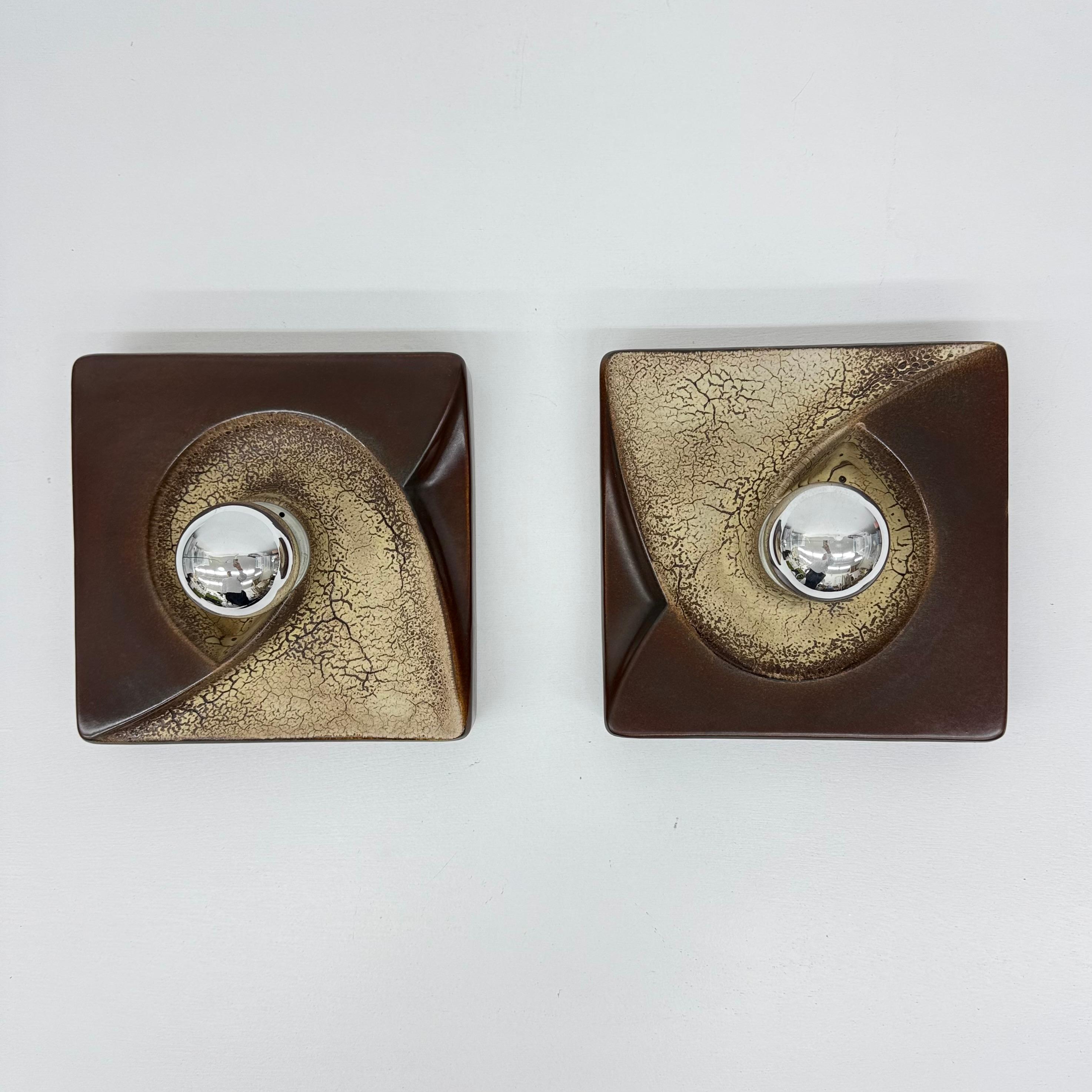 Pair of ceramic wall lamps sconce by PAN ceramic , 1970s For Sale 5